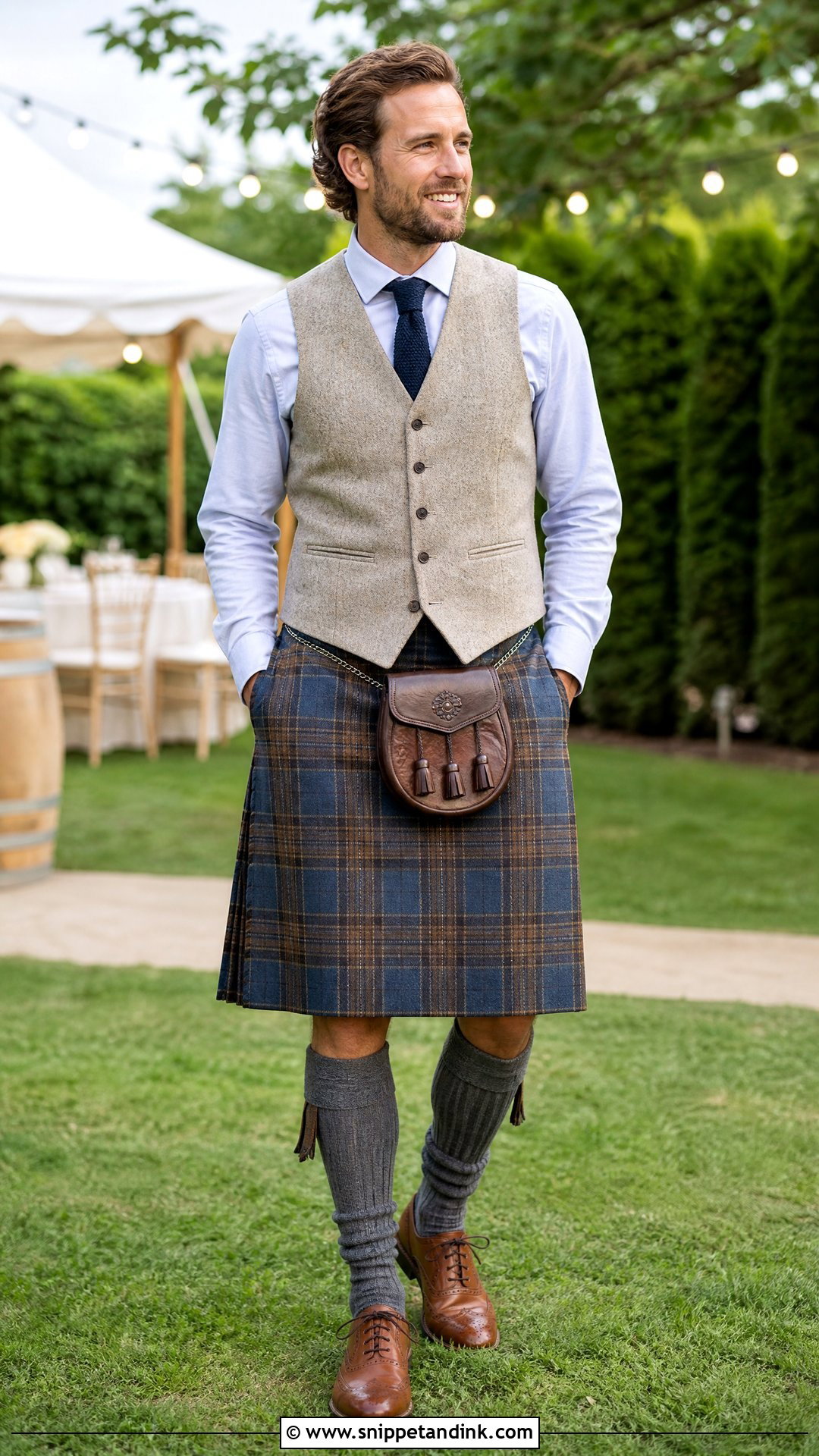 Casual Wedding Kilt Outfit - Snippet and Ink - 20 Wedding Kilt Ideas