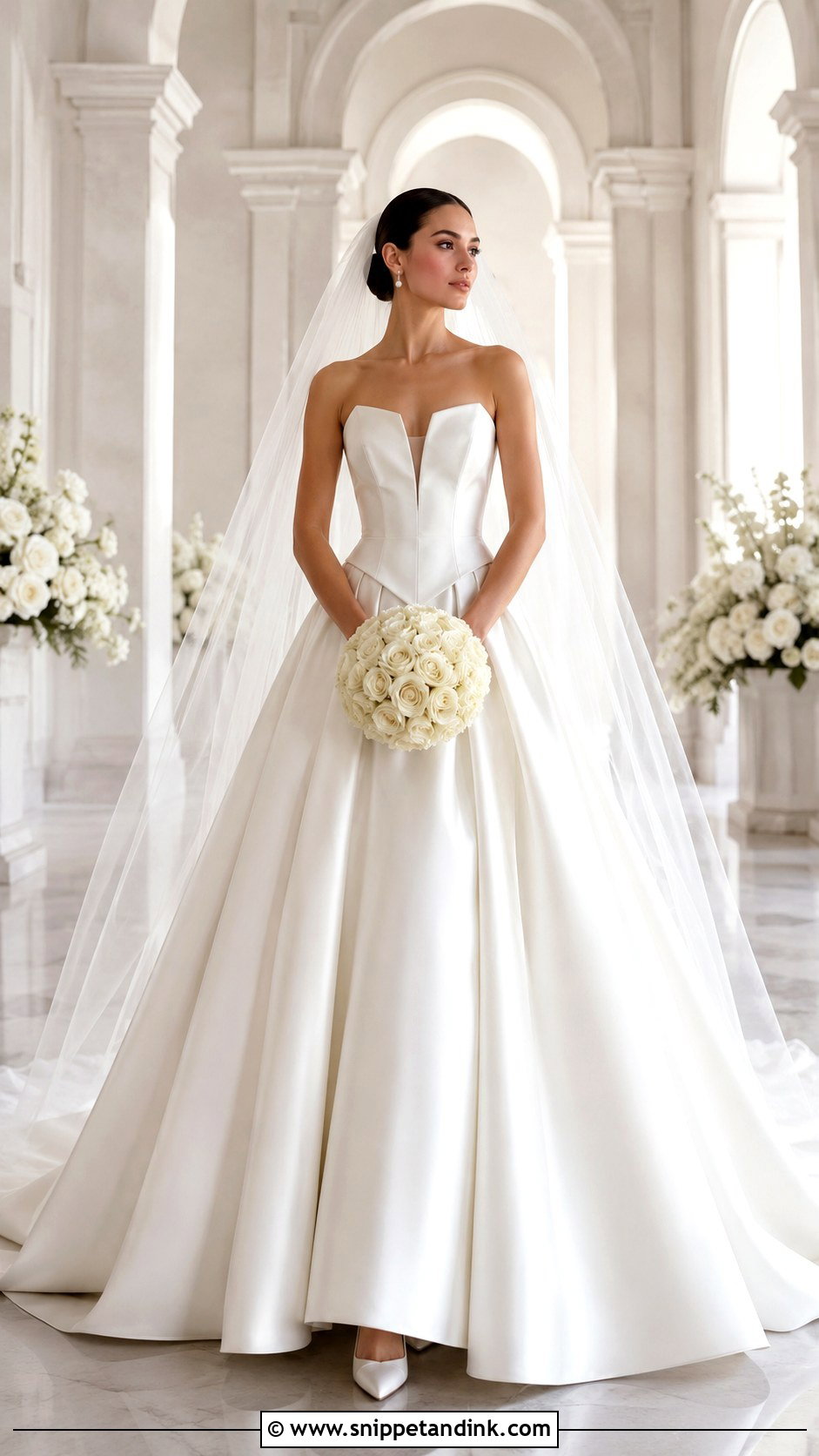 Cat Eye Neckline Basque Waist Wedding Dress - Snippet and Ink - 20 Basque Waist Wedding Dresses