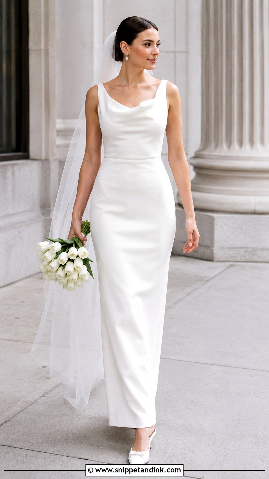 Cat Eye Neckline Column Wedding Dress - Snippet and Ink - 20 Cat Eye Neckline Wedding Dress Ideas