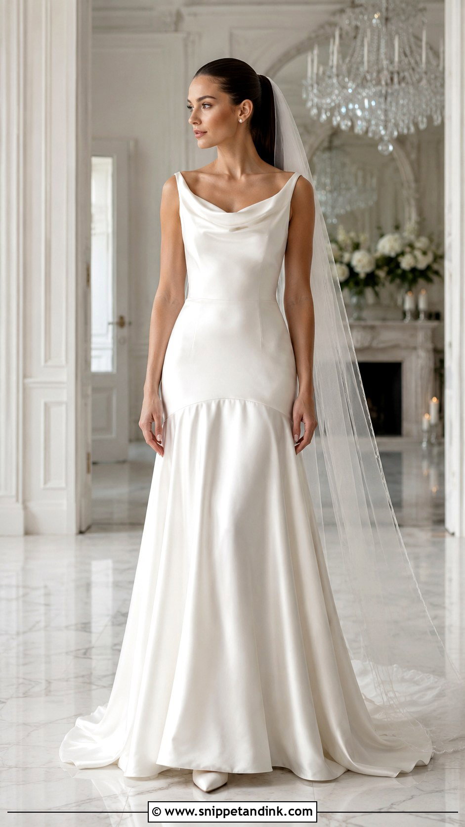 Cat Eye Neckline Drop Waist Wedding Dress - Snippet and Ink - 20 Cat Eye Neckline Wedding Dress Ideas