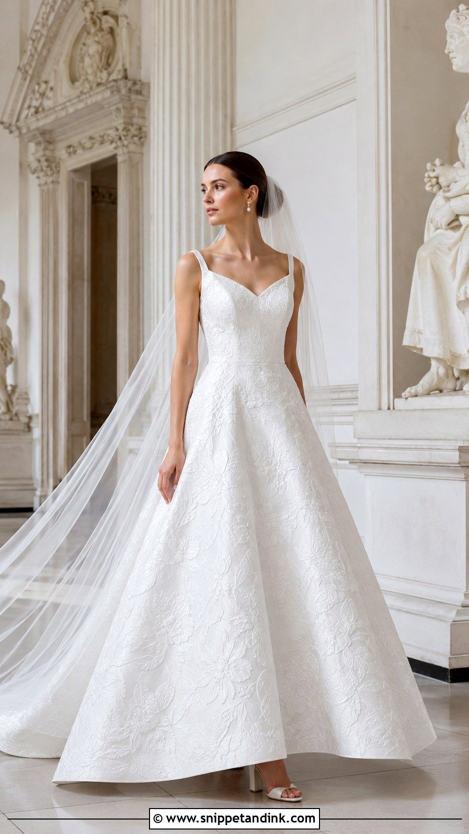 Cat Eye Neckline Jacquard Wedding Dress - Snippet and Ink - 20 Cat Eye Neckline Wedding Dress Ideas