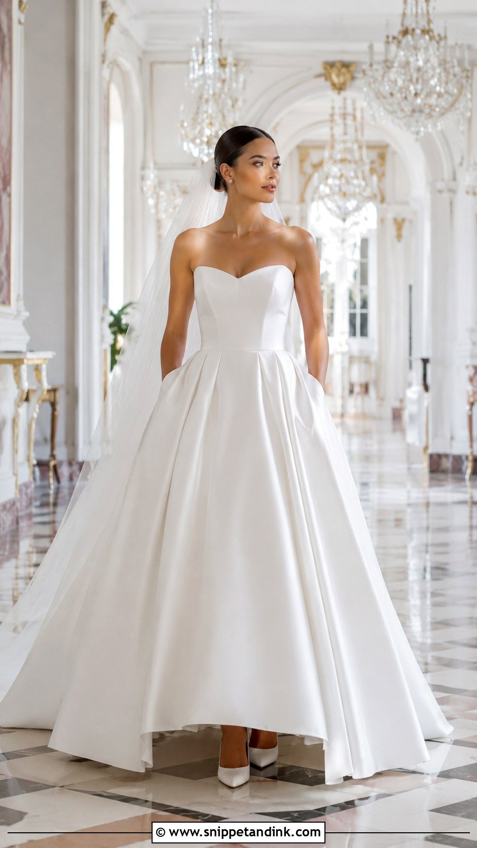Cat Eye Neckline Mikado Ball Gown Wedding Dress - Snippet and Ink - 20 Cat Eye Neckline Wedding Dress Ideas