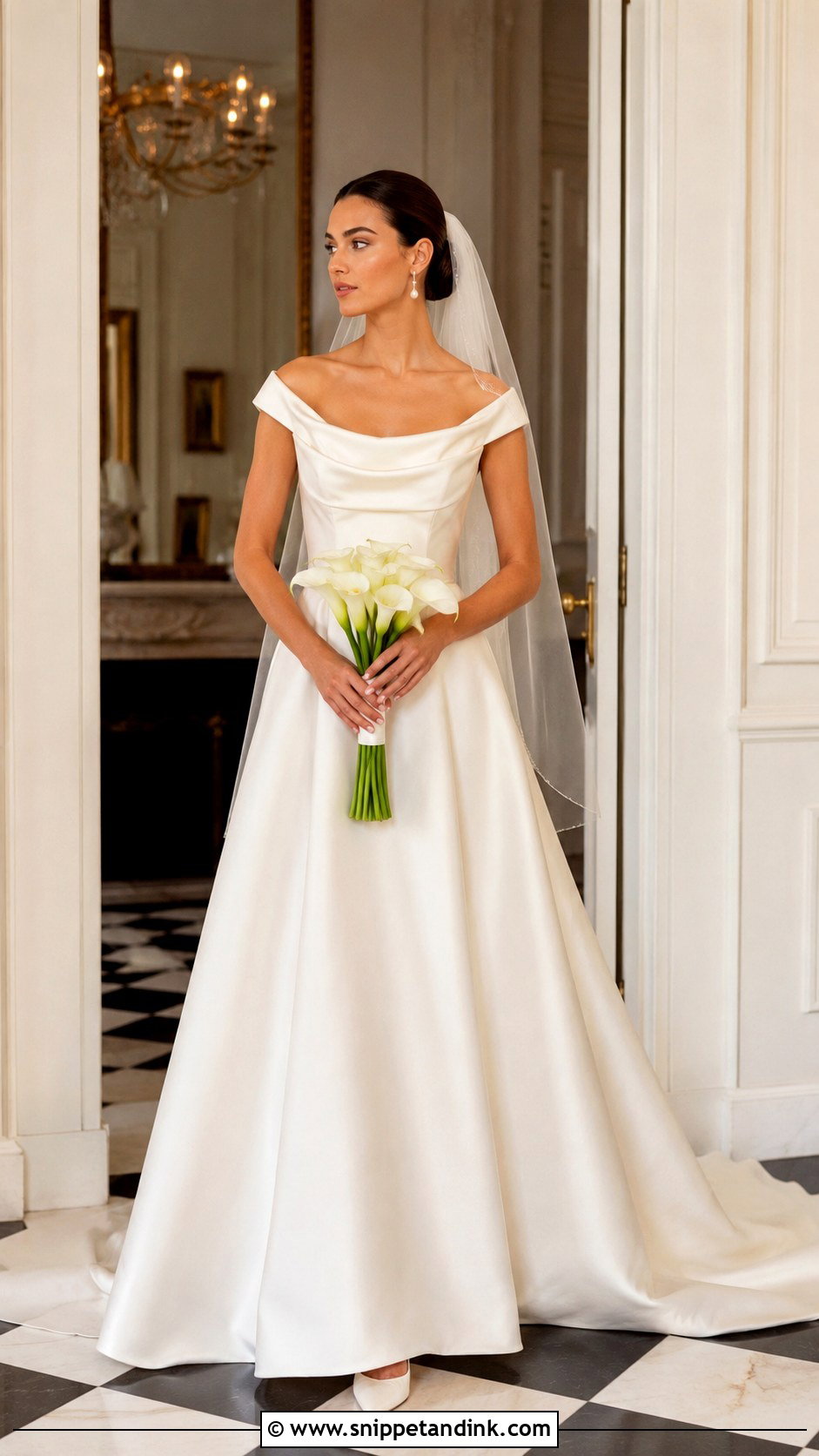 Cat Eye Neckline Satin A Line Wedding Dress - Snippet and Ink - 20 Cat Eye Neckline Wedding Dress Ideas