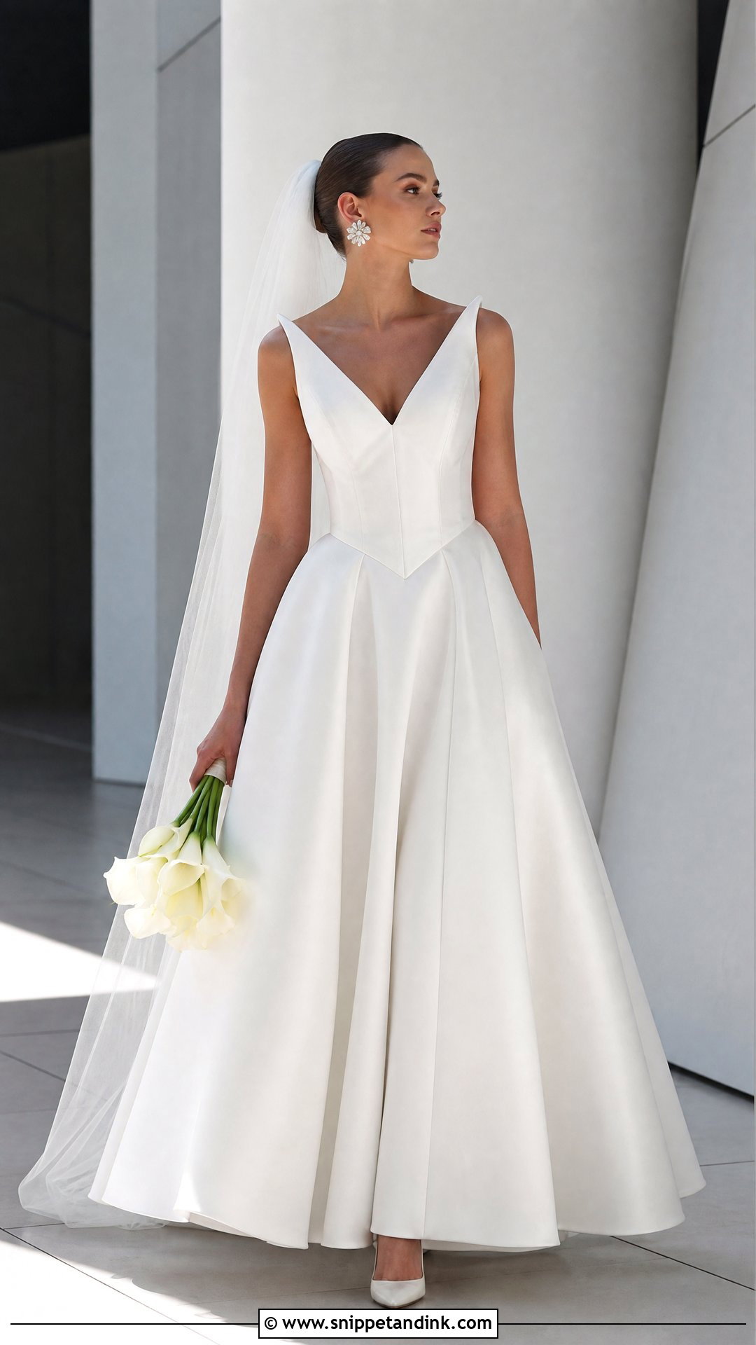 Cat Eye Neckline V Waist Wedding Dress - Snippet and Ink - 25 V Waist Wedding Dress Ideas