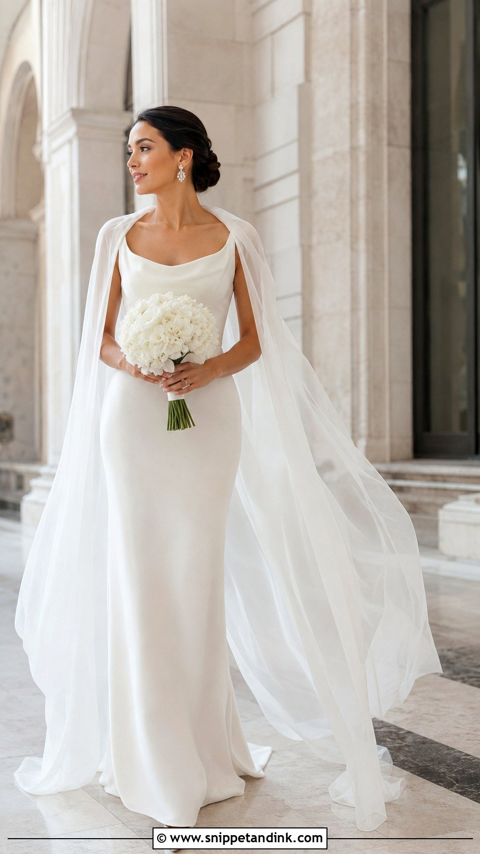 Cat Eye Neckline Wedding Dress With Cape - Snippet and Ink - 20 Cat Eye Neckline Wedding Dress Ideas