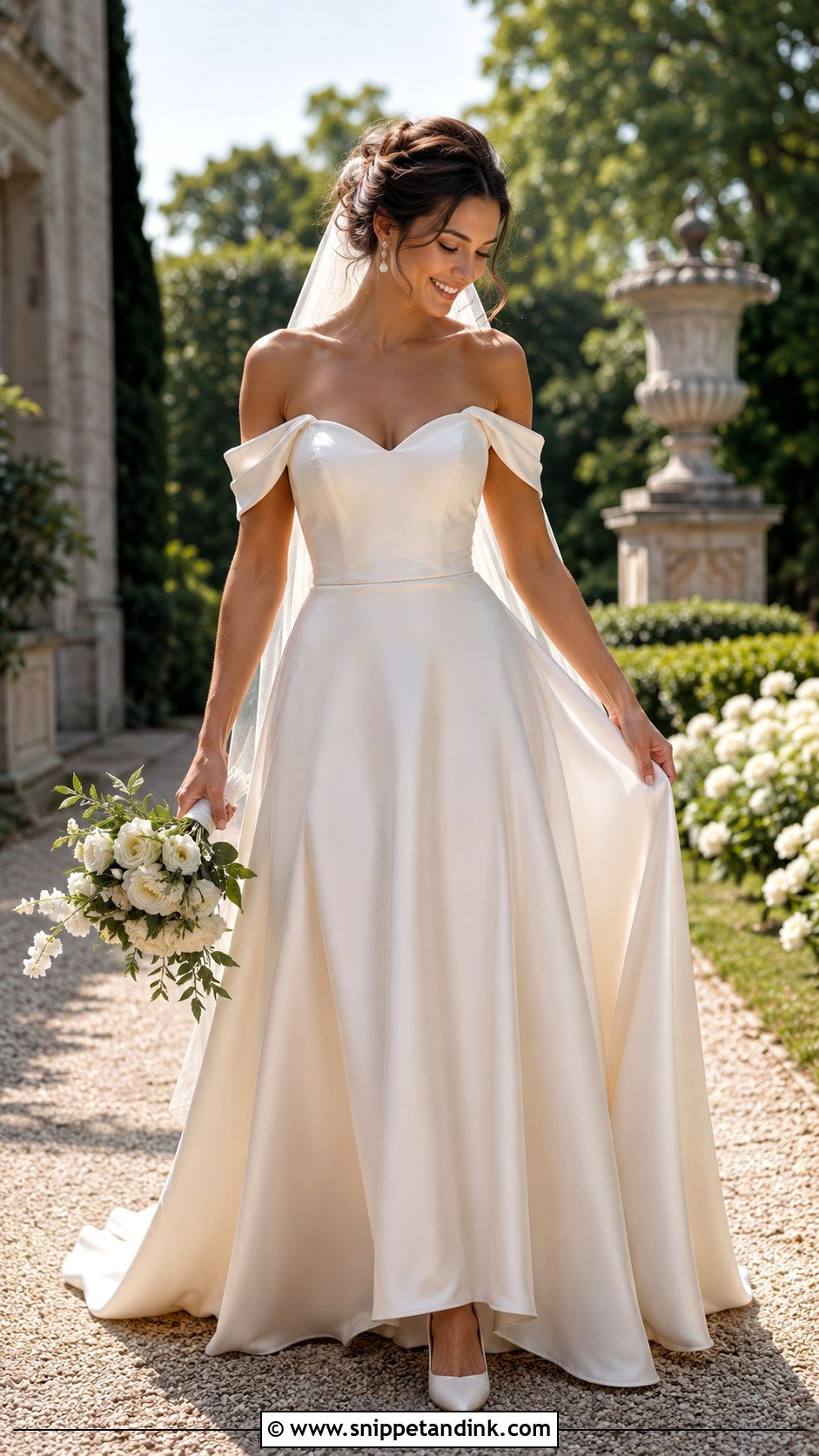 Cat Eye Neckline Wedding Dress With Draped Sleeves - Snippet and Ink - 20 Cat Eye Neckline Wedding Dress Ideas