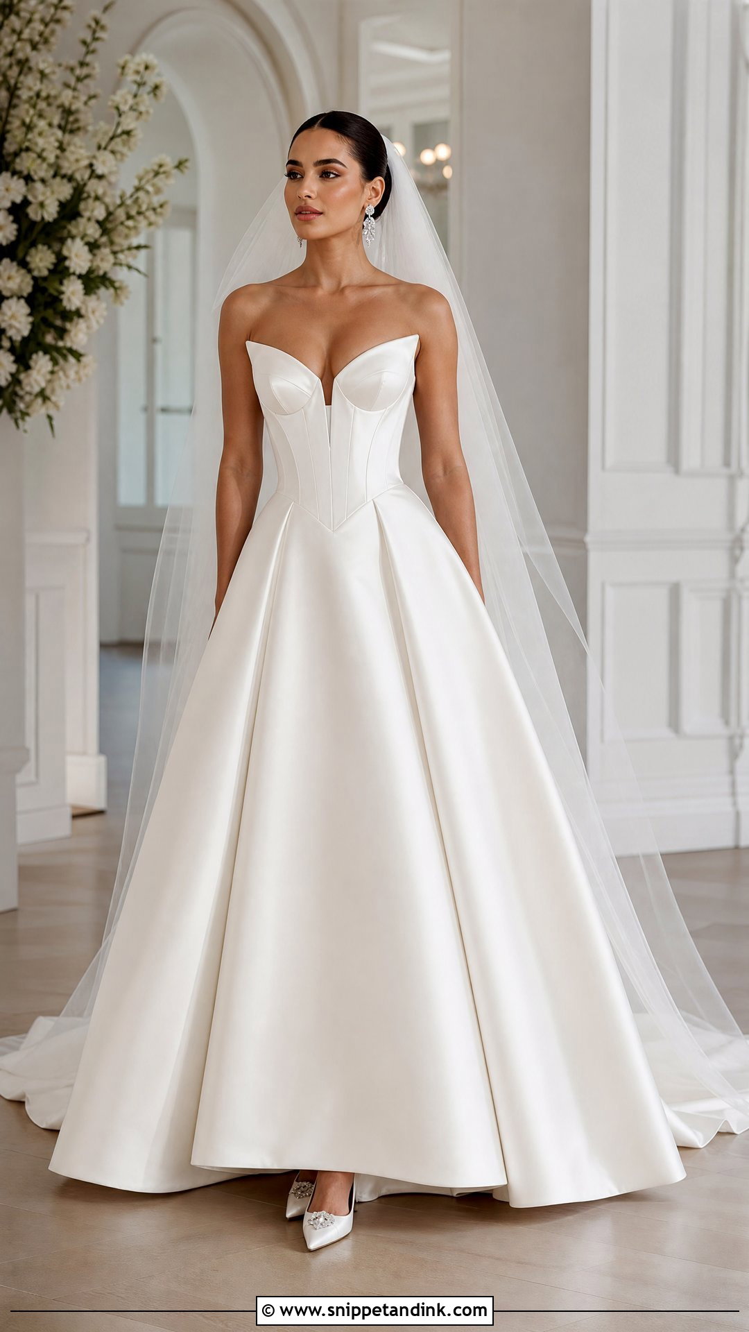 Cat Eye Strapless Basque Waist Wedding Dress - Snippet and Ink - 20 Strapless Basque Waist Wedding Dress Ideas