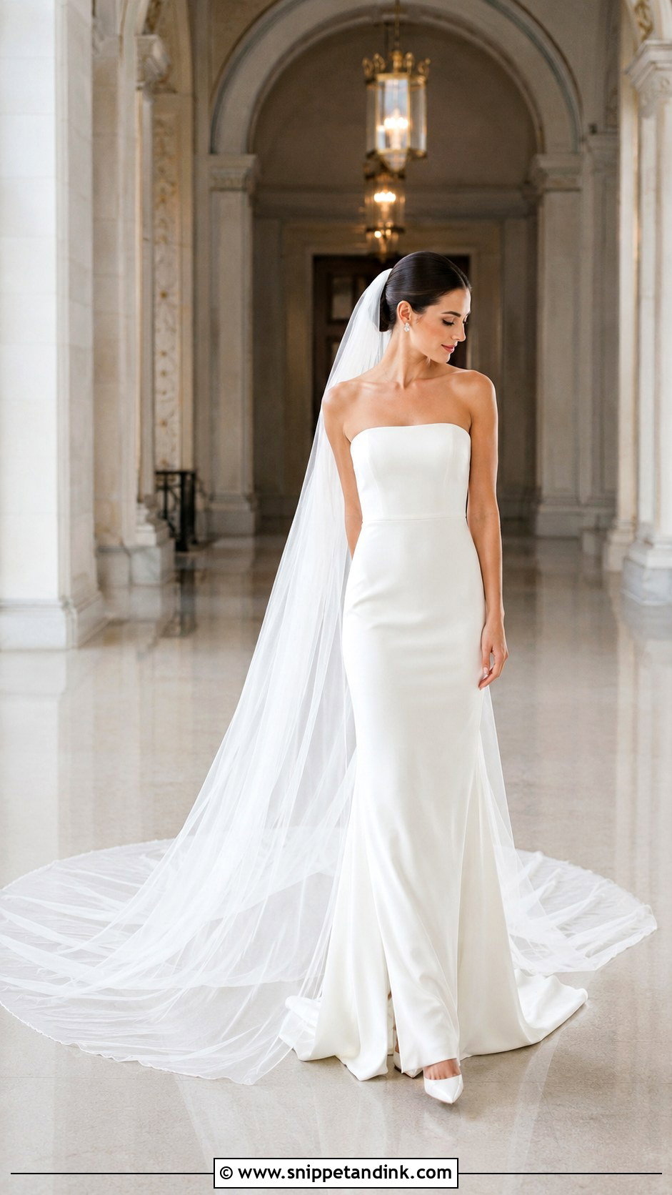 Cathedral Cap Veil With Simple Wedding Dress - Snippet and Ink - 25 Cap Veil Ideas
