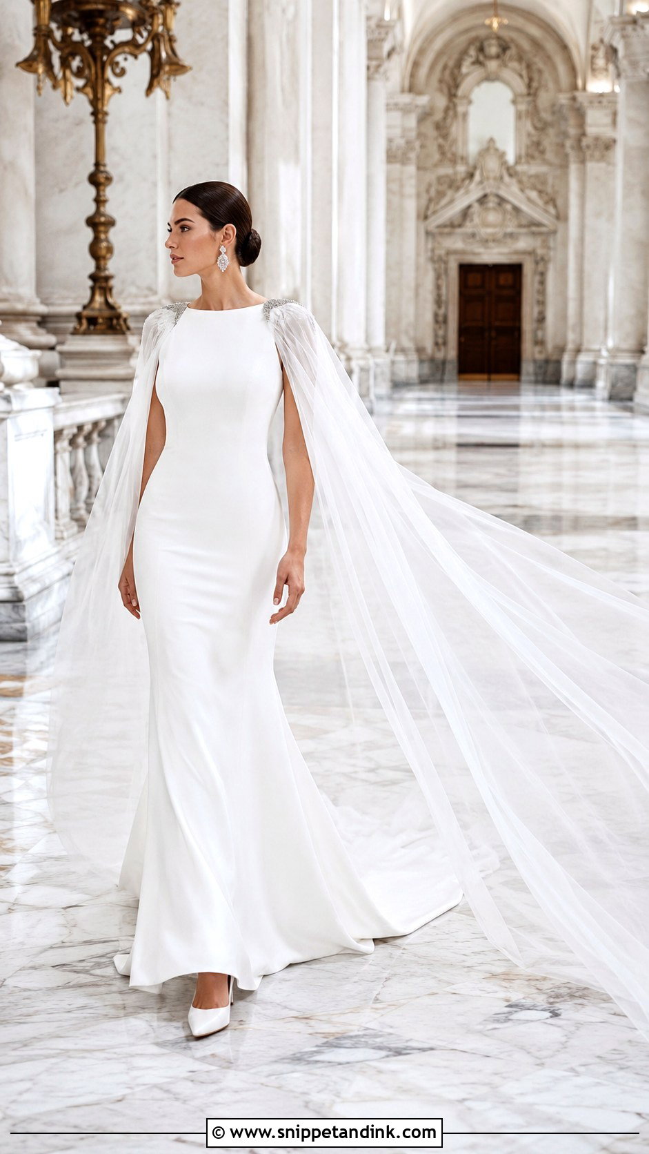 Cathedral Cape Wedding Dress - Snippet and Ink - 30 Cape Wedding Dress Ideas