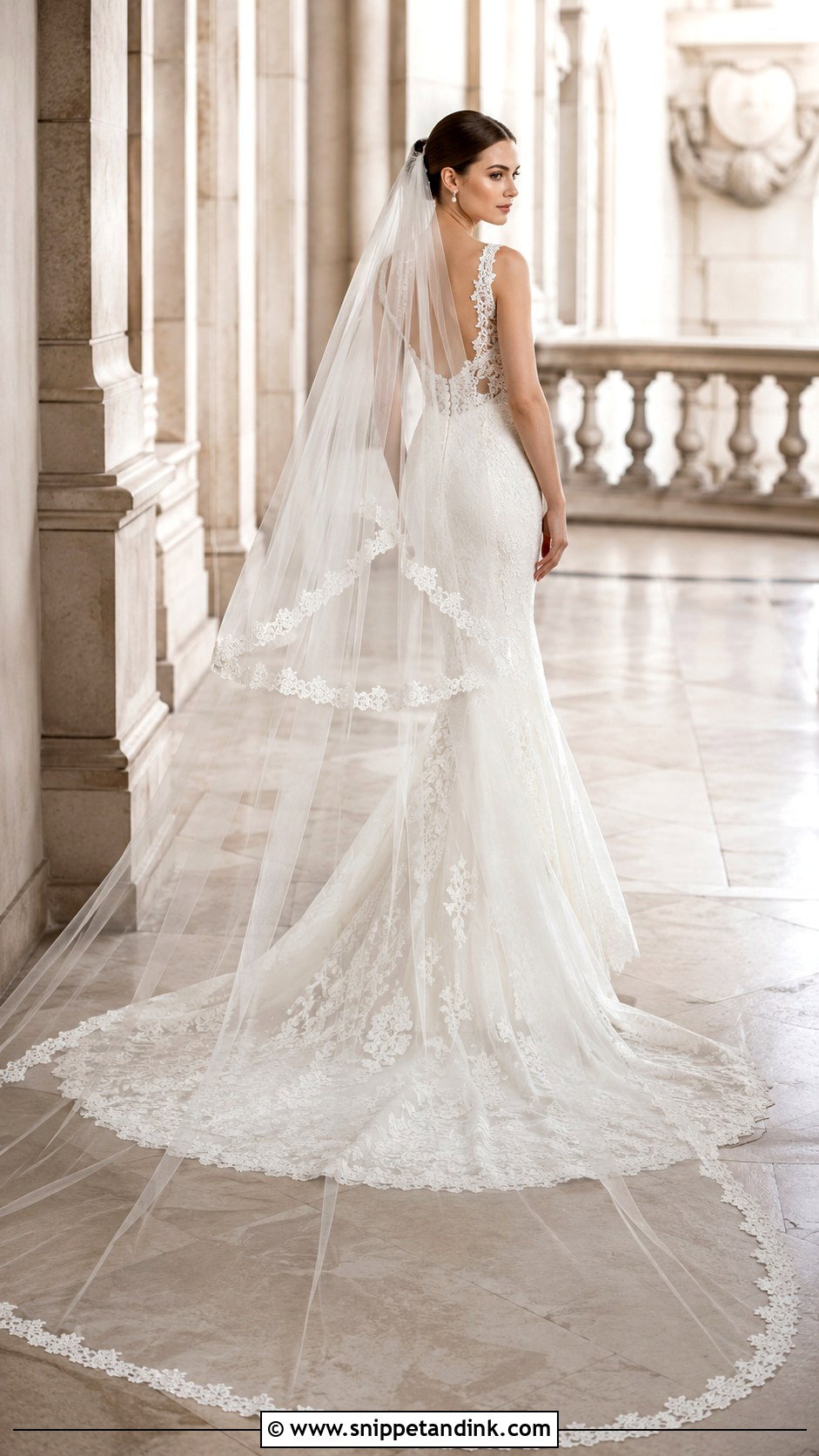 Cathedral Double Veil With Lace Wedding Dress - Snippet and Ink - 20 Double Veil Ideas