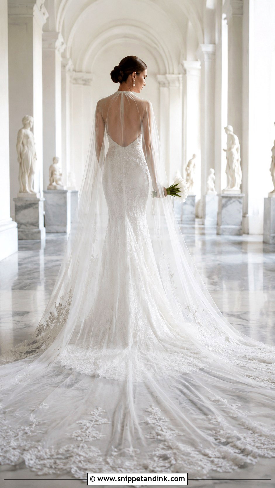 Cathedral Length Bridal Cloak With Fit And Flare Gown - Snippet and Ink - 20 Bridal Cloak Ideas