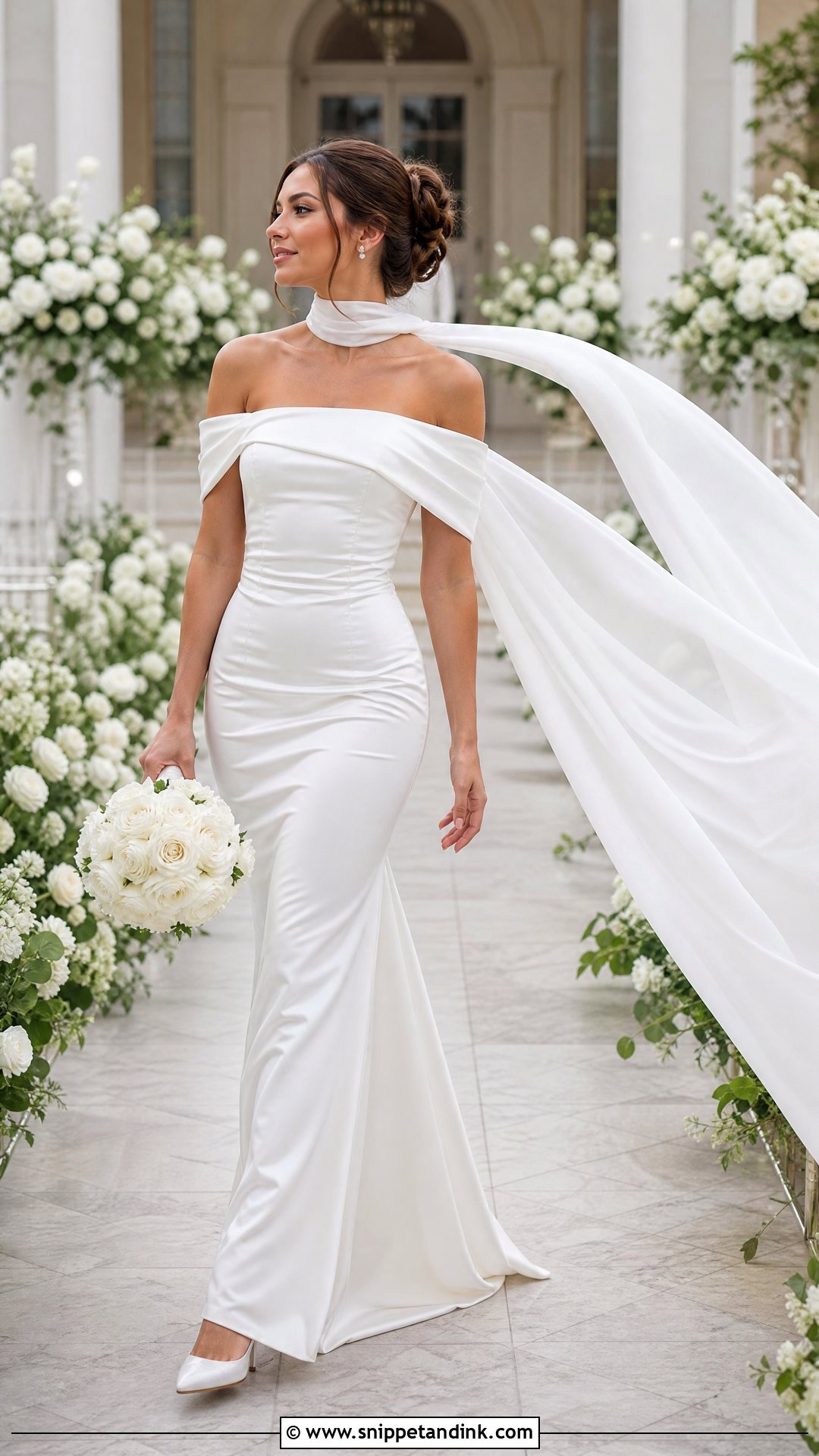 Cathedral Length Scarf Wedding Dress - Snippet and Ink - 25 Neck Scarf Wedding Dress Ideas