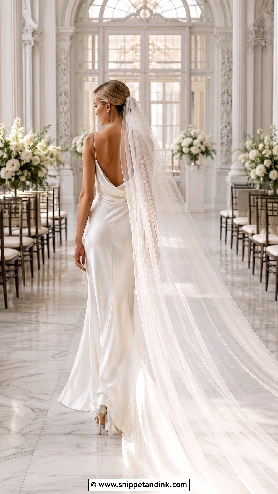 Cathedral Silk Veil With Slip Wedding Dress - Snippet and Ink - 20 Silk Veil Ideas