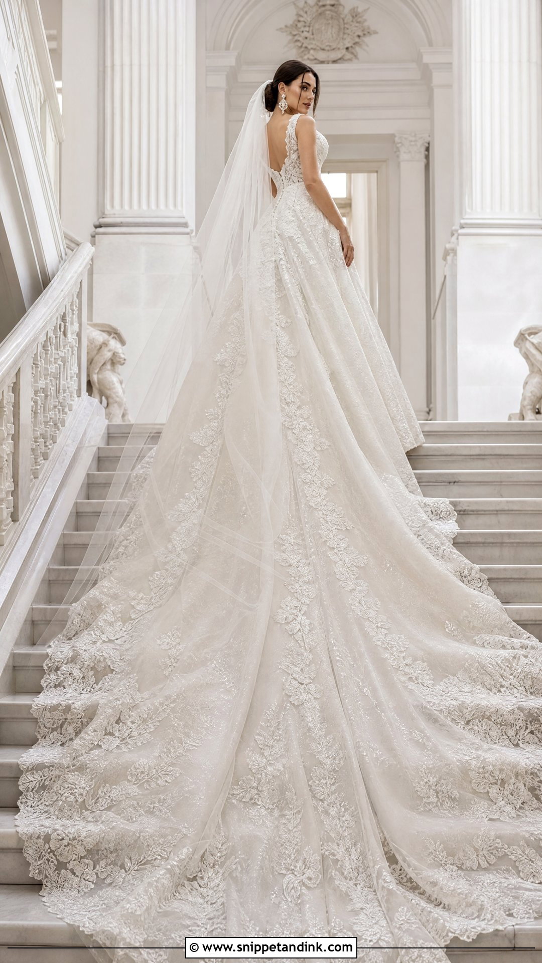 Cathedral Train A Line Princess Wedding Dress - Snippet and Ink - 20 Wedding Dresses a Line Princess
