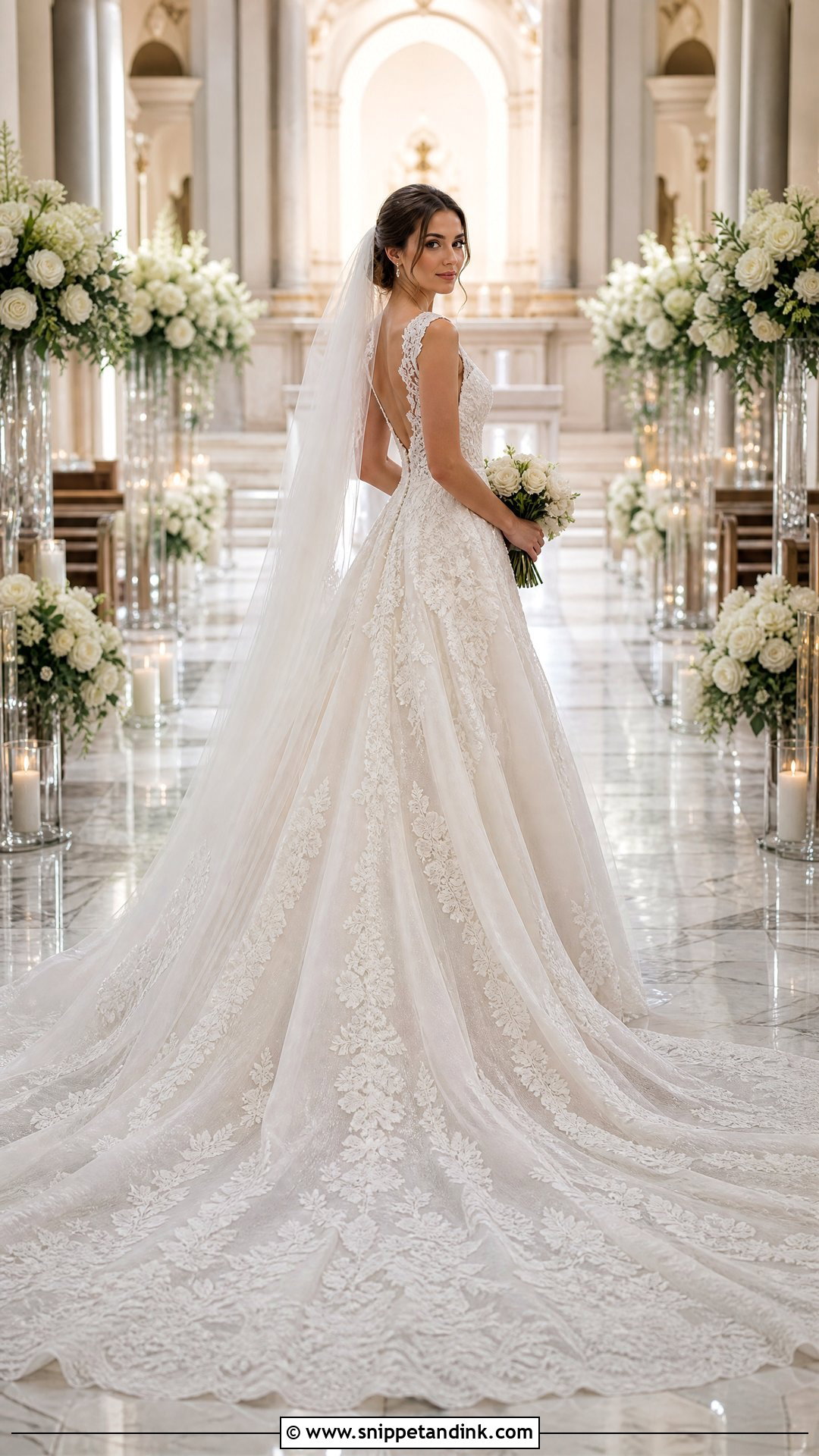 Cathedral Train A Line Wedding Dress - Snippet and Ink - 25 Romantic a Line Wedding Dress Ideas