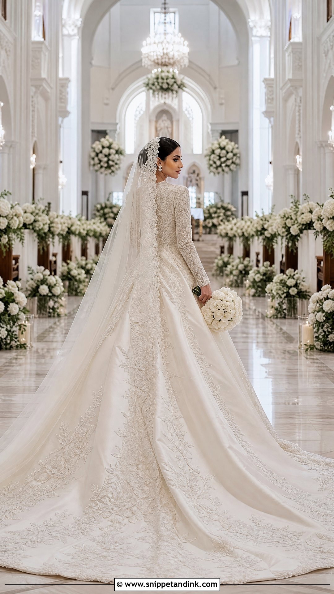 Cathedral Train Arab Wedding Dress - Snippet and Ink - 25 Arab Wedding Dresses