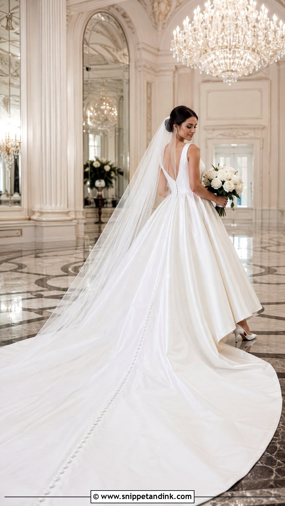 Cathedral Train Ball Gown Wedding Dress - Snippet and Ink - 20 Long Tail Wedding Dress Ideas