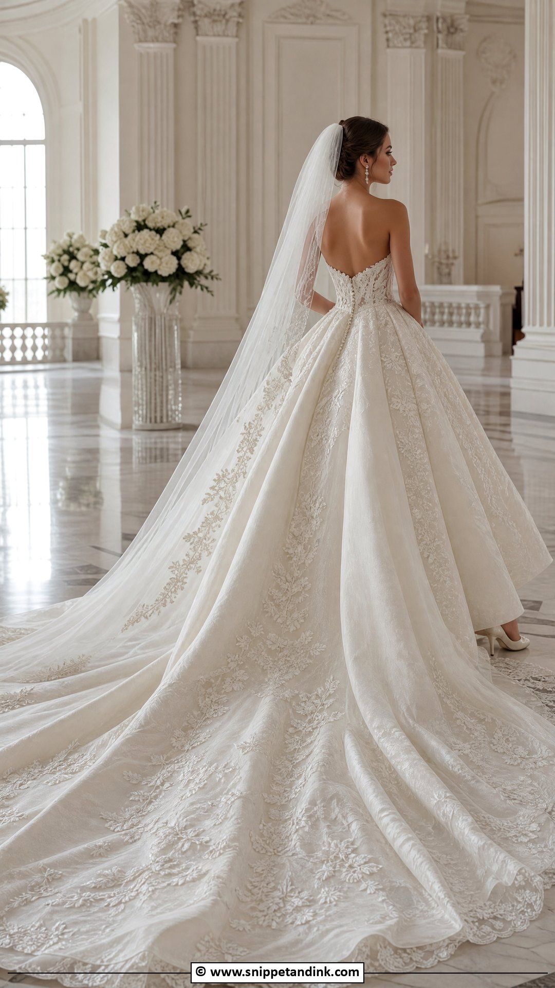 Cathedral Train Ballgown Wedding Dress - Snippet and Ink - 35 Ballgown Wedding Dress Ideas