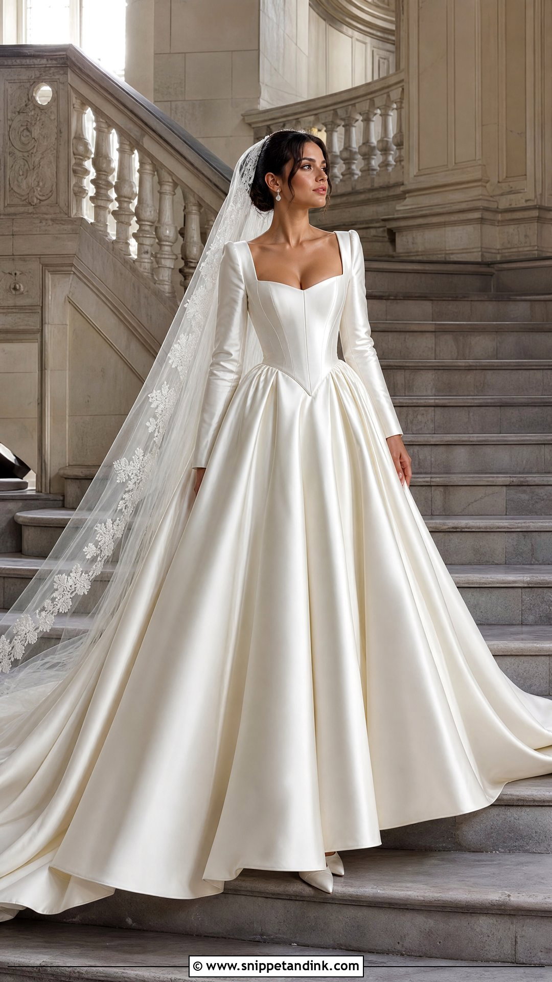 Cathedral Train Basque Waist Wedding Dress - Snippet and Ink - 20 Vintage Basque Waist Wedding Dress Ideas