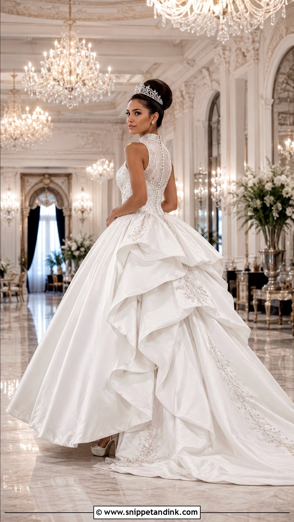 Cathedral Train Bustled Princess Dress - Snippet and Ink - 20 Bustled Wedding Dress Ideas