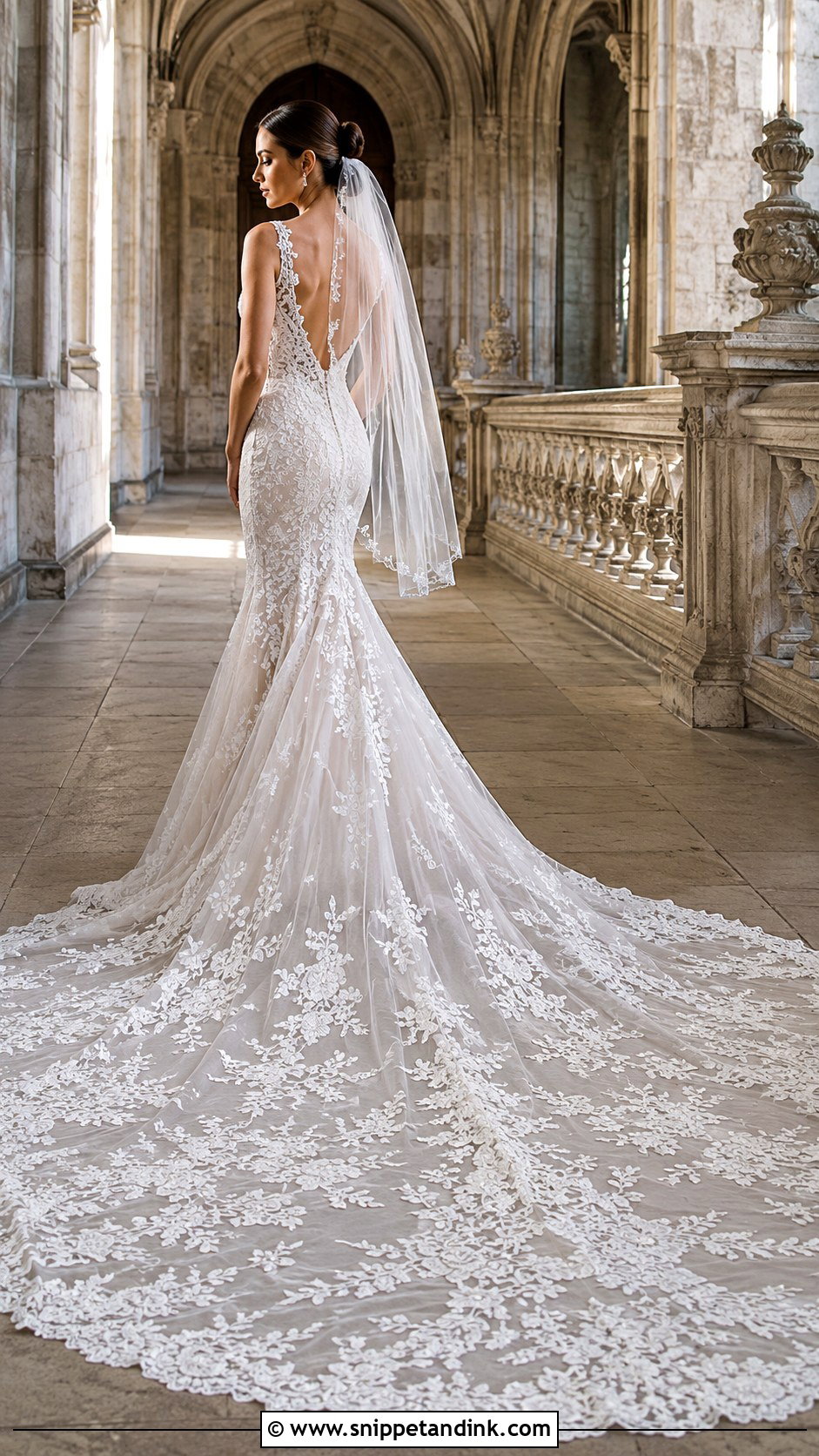 Cathedral Train Castle Wedding Dress - Snippet and Ink - 20 Castle Wedding Dress Ideas