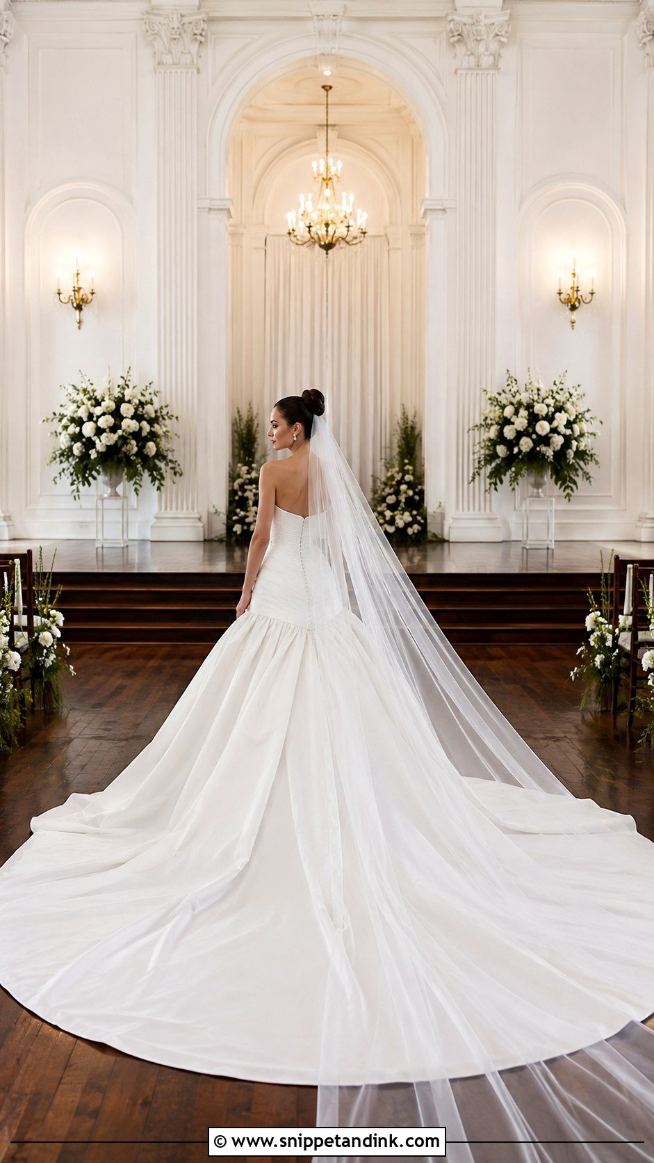 Cathedral Train Drop Waist Princess Wedding Dress - Snippet and Ink - 20 Drop Waist Princess Wedding Dress Ideas