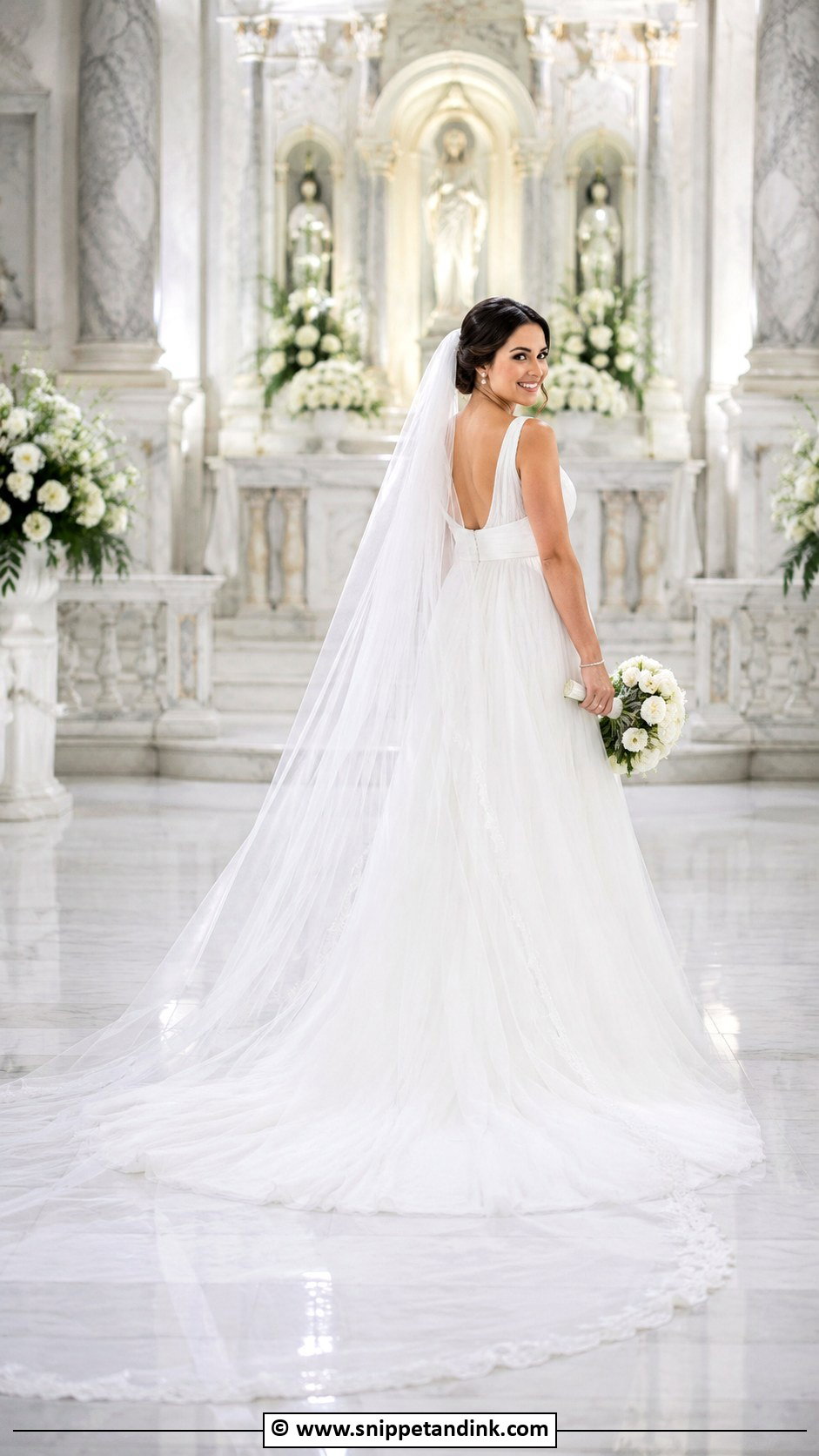 Cathedral Train Empire Waist Wedding Dress - Snippet and Ink - 30 Empire Waist Wedding Dress Ideas