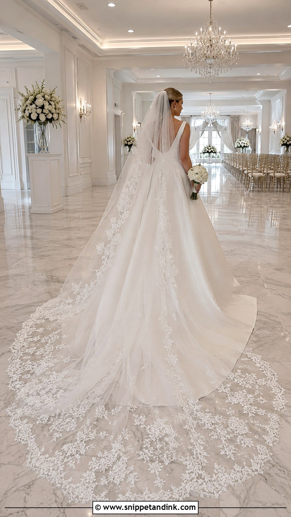 Cathedral Train Evangeline Wedding Dress - Snippet and Ink - 20 Evangeline Wedding Dress Ideas