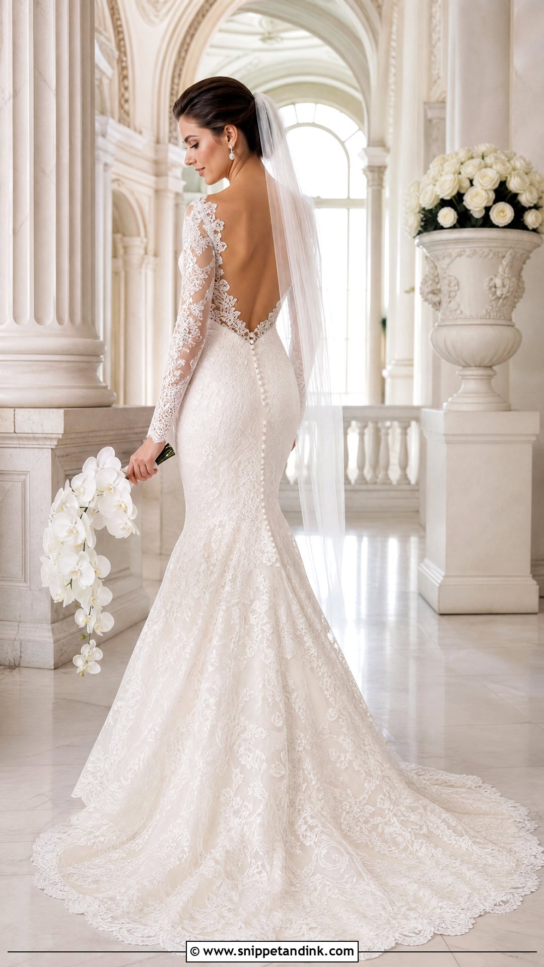 Cathedral Train Fitted Lace Wedding Dress With Sleeves - Snippet and Ink - 25 Fitted Lace Wedding Dress with Sleeves