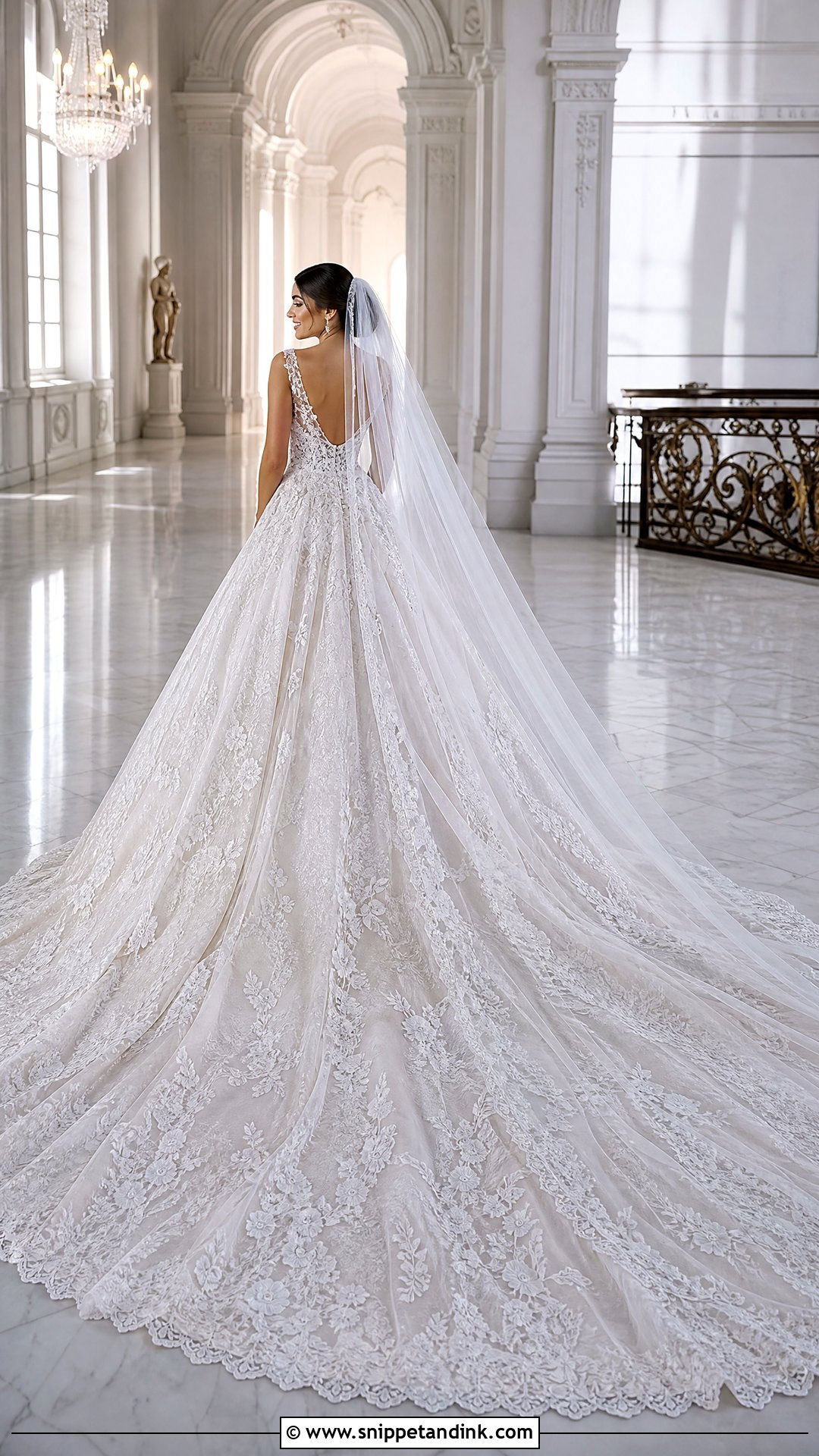 Cathedral Train Lace Ball Gown Wedding Dress - Snippet and Ink - 20 Big Wedding Dresses Ball Gown