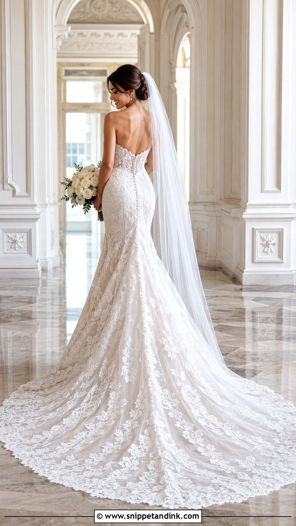 Cathedral Train Lace Sweetheart Wedding Dress - Snippet and Ink - 20 Lace Sweetheart Wedding Dress Ideas