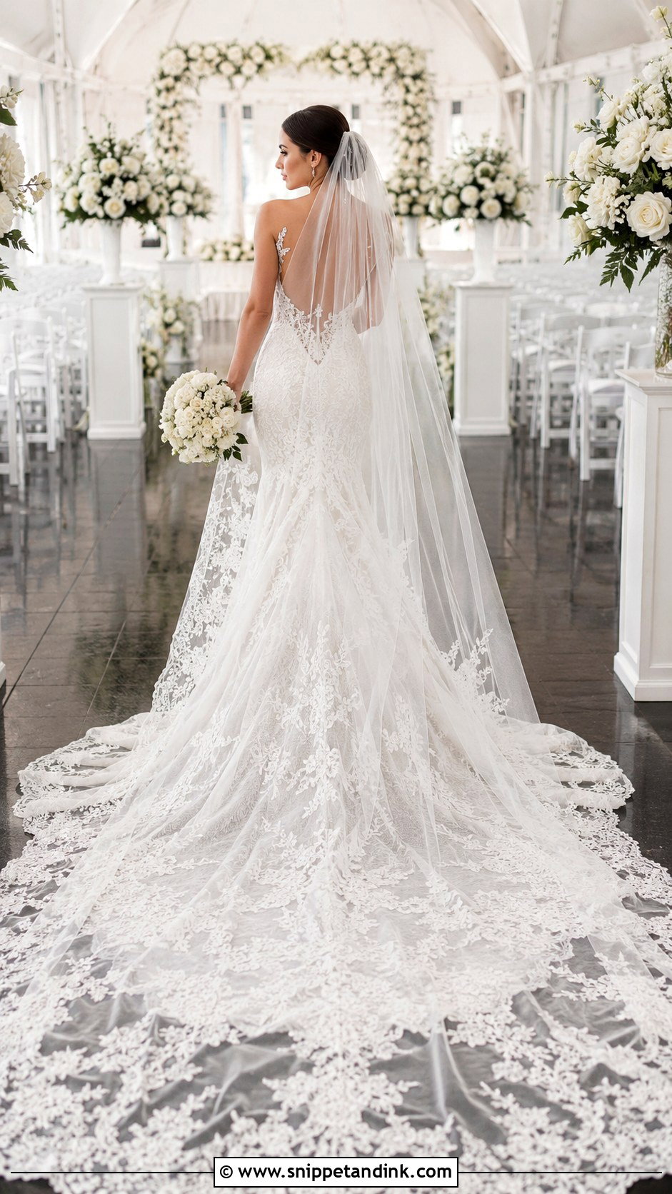Cathedral Train Lace Wedding Dress - Snippet and Ink - 20 Lace Wedding Dress Inspo Ideas