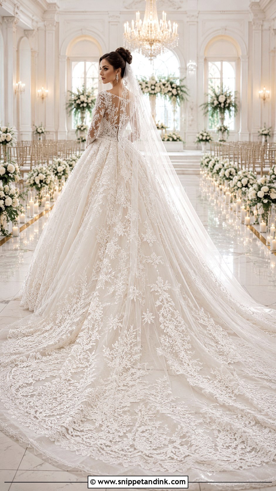 Cathedral Train Lace Wedding Dress Ballgown - Snippet and Ink - 20 Luxury Wedding Dress Ballgown Ideas