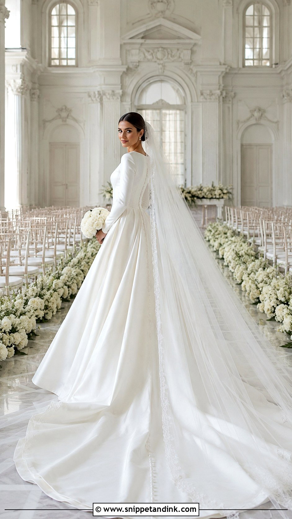 Cathedral Train Long Sleeve Wedding Dress - Snippet and Ink - 20 Classic Long Sleeve Wedding Dress Ideas