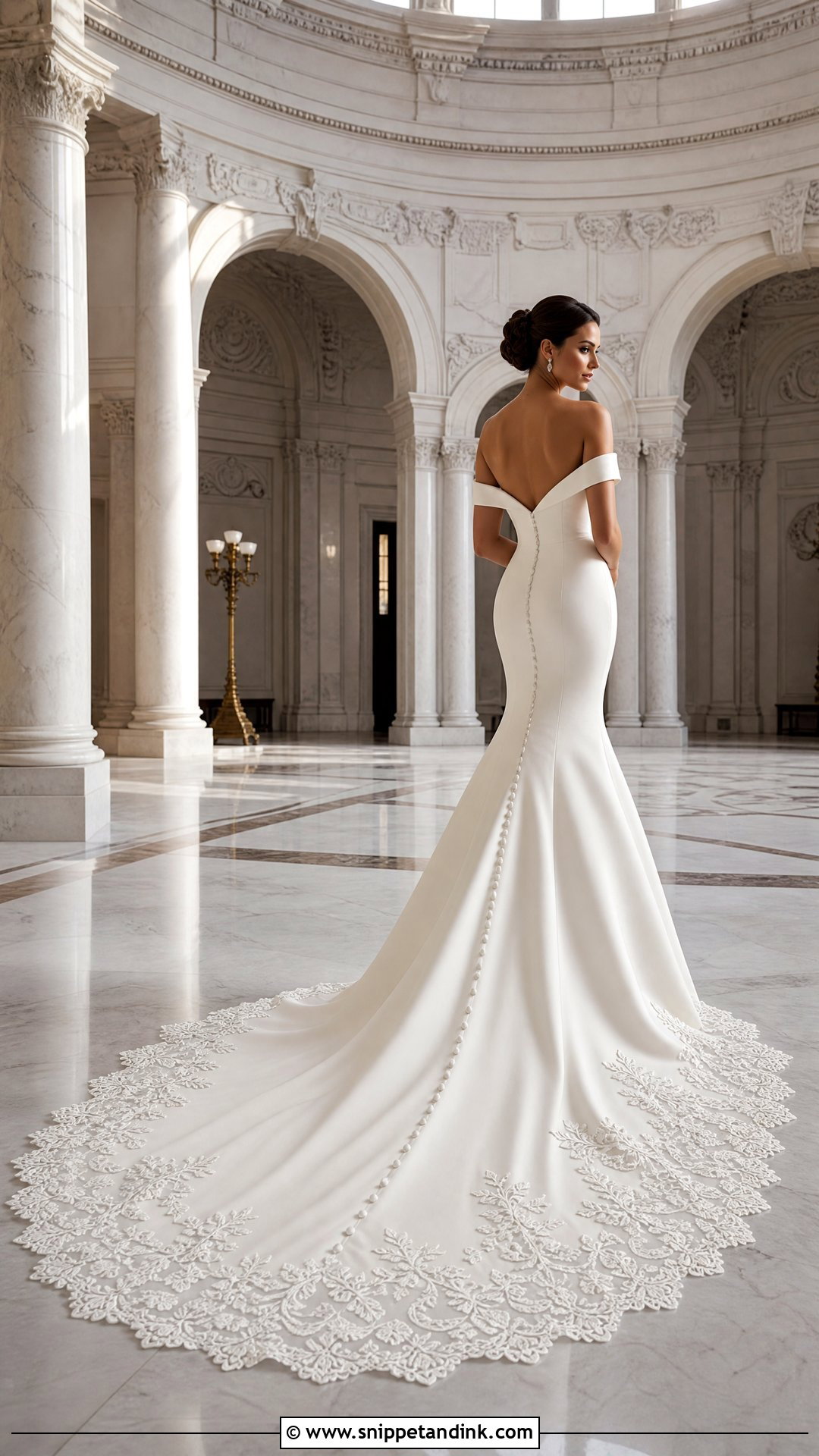 Cathedral Train Off Shoulder Mermaid Wedding Dress - Snippet and Ink - 20 Off Shoulder Mermaid Wedding Dress Ideas