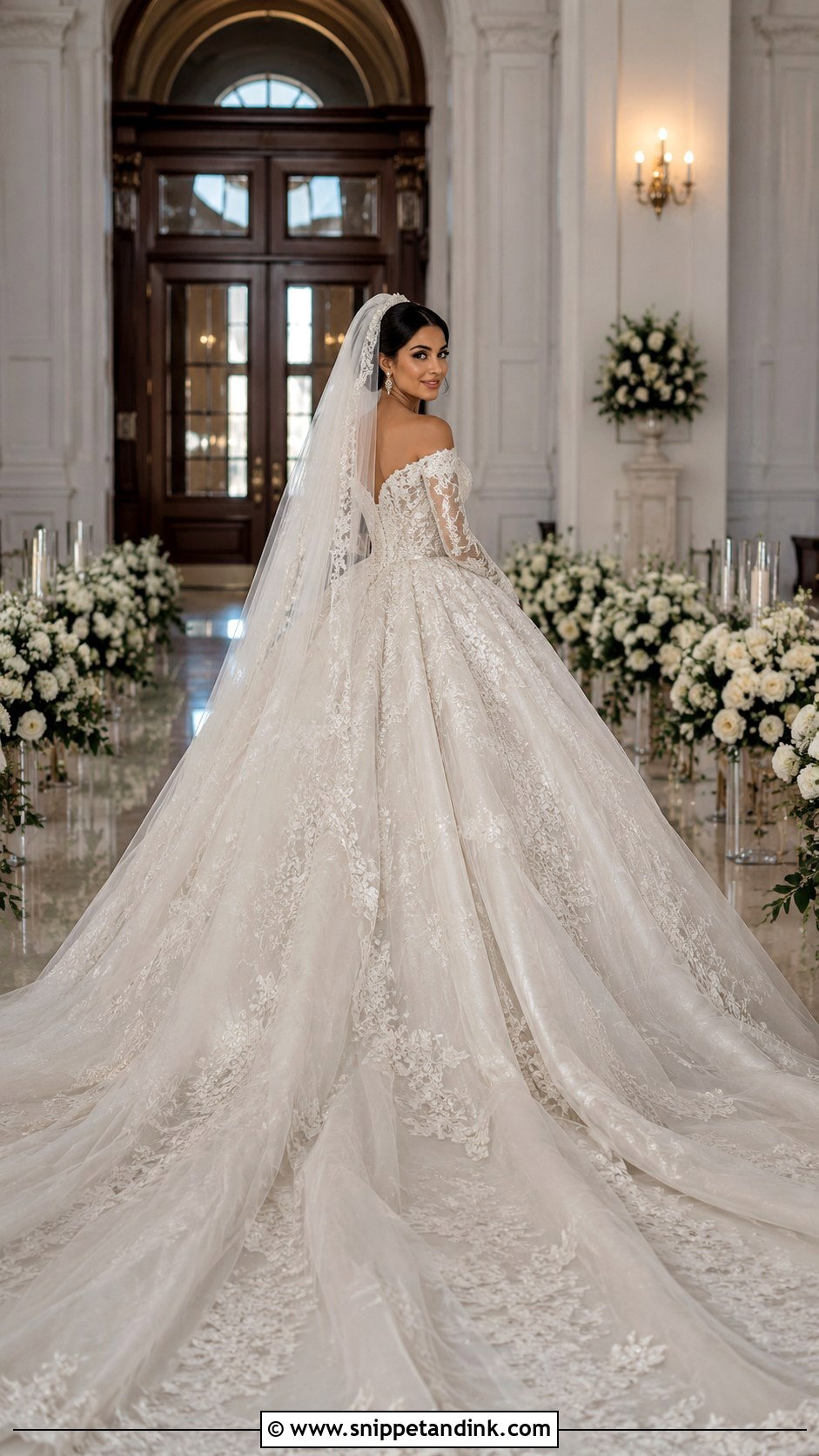 Cathedral Train Princess Ball Gown Wedding Dress - Snippet and Ink - 25 Princess Wedding Dresses Ball Gown