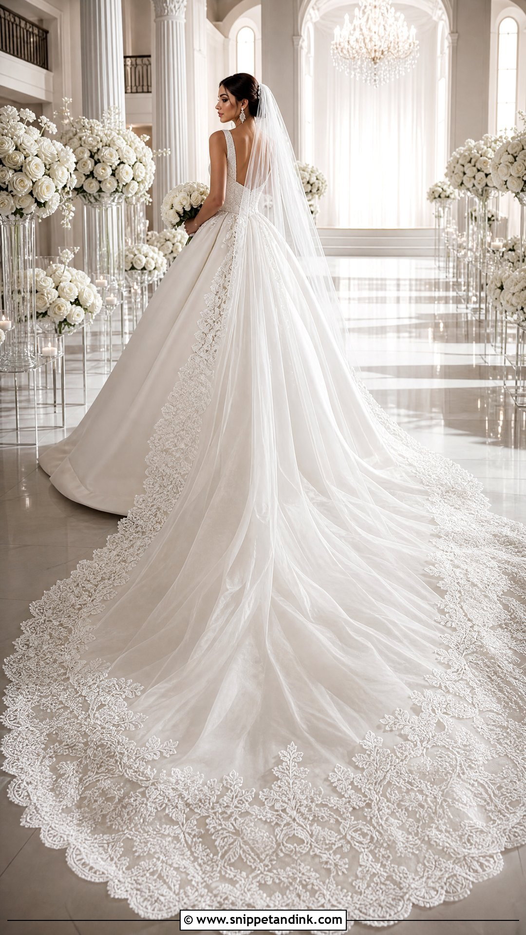 Cathedral Train Princess Ballgown Wedding Dress - Snippet and Ink - 20 Wedding Dress Princess Ballgown Ideas