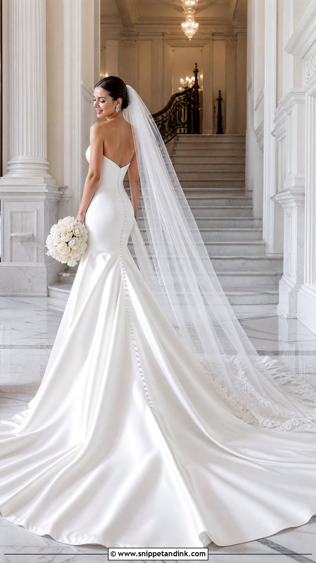Cathedral Train Princess Satin Wedding Dress - Snippet and Ink - 20 Princess Satin Wedding Dresses