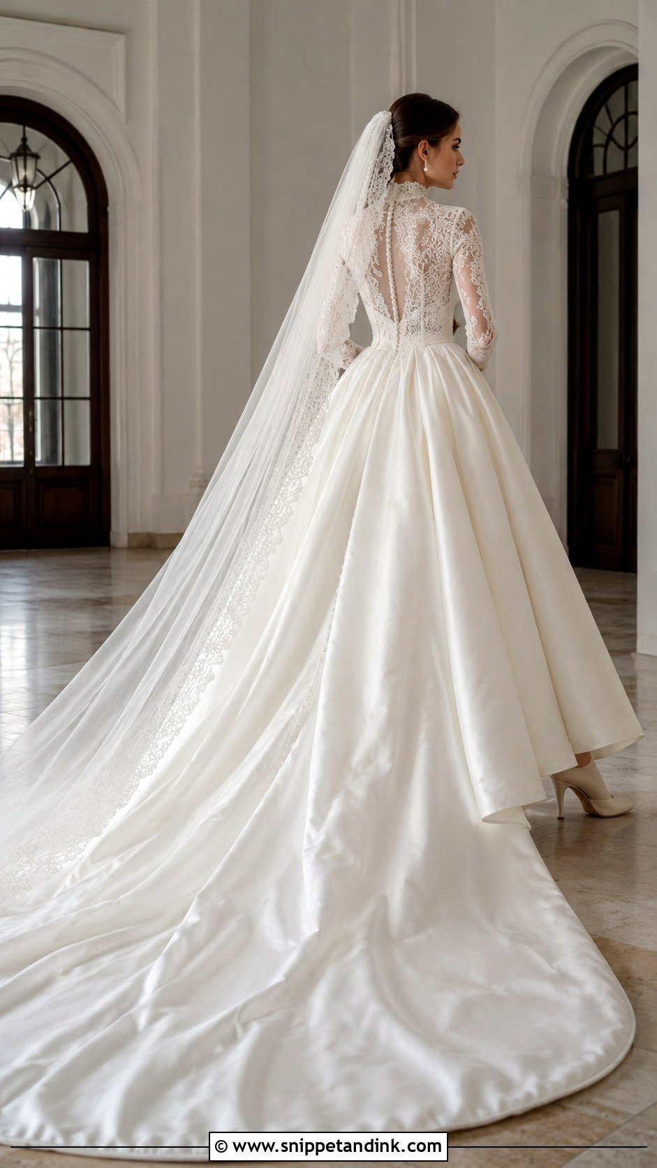 Cathedral Train Princess Wedding Dress - Snippet and Ink - 20 Long Sleeve Princess Wedding Dress Ideas