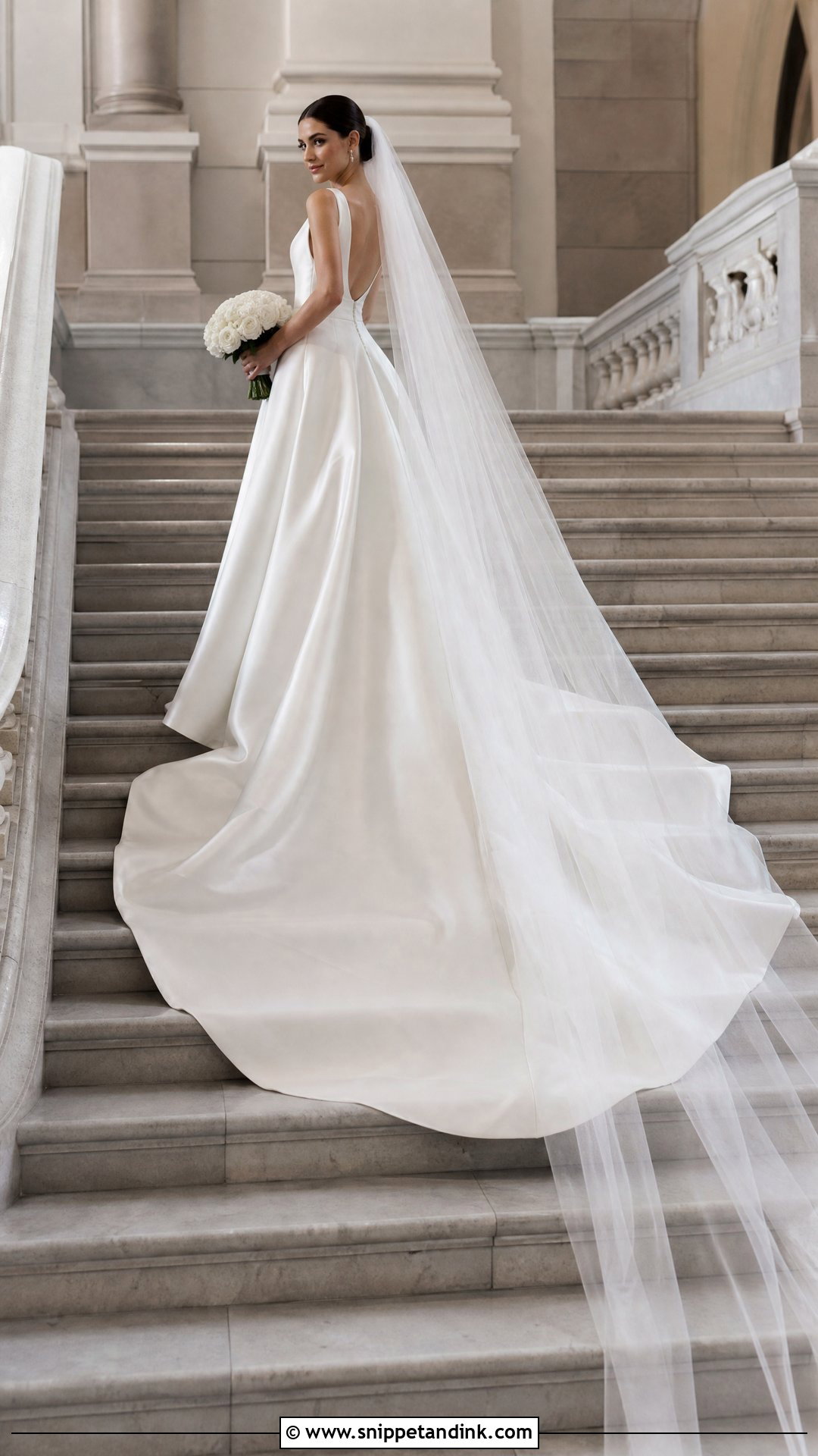 Cathedral Train Satin A Line Wedding Dress - Snippet and Ink - 25 Aline Wedding Dresses