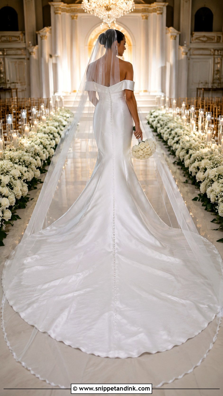 Cathedral Train Silk Mermaid Wedding Dress - Snippet and Ink - 20 Silk Mermaid Wedding Dress Ideas