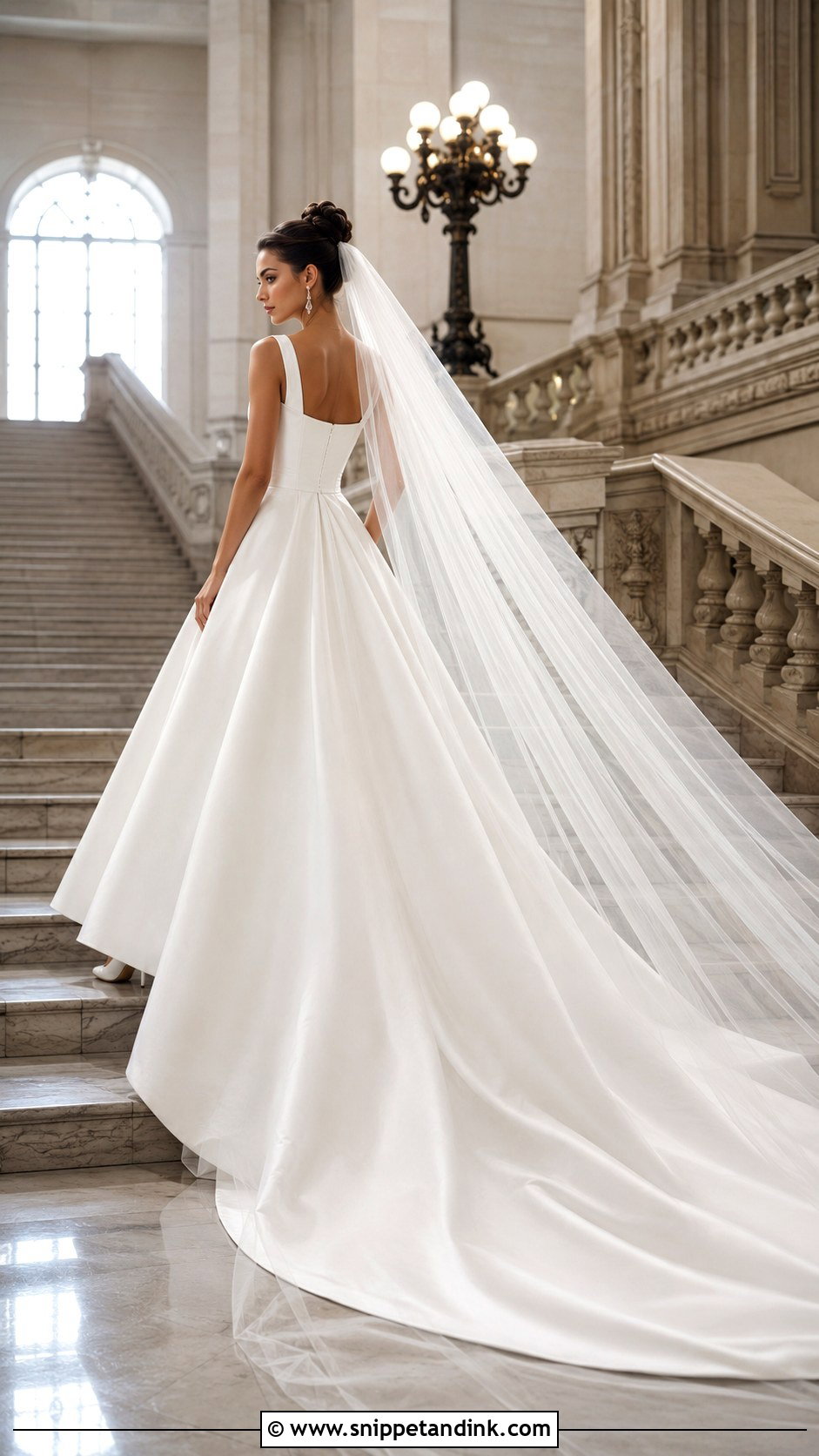 Cathedral Train Square Neck A Line Wedding Dress - Snippet and Ink - 20 Square Neck a Line Wedding Dress Ideas