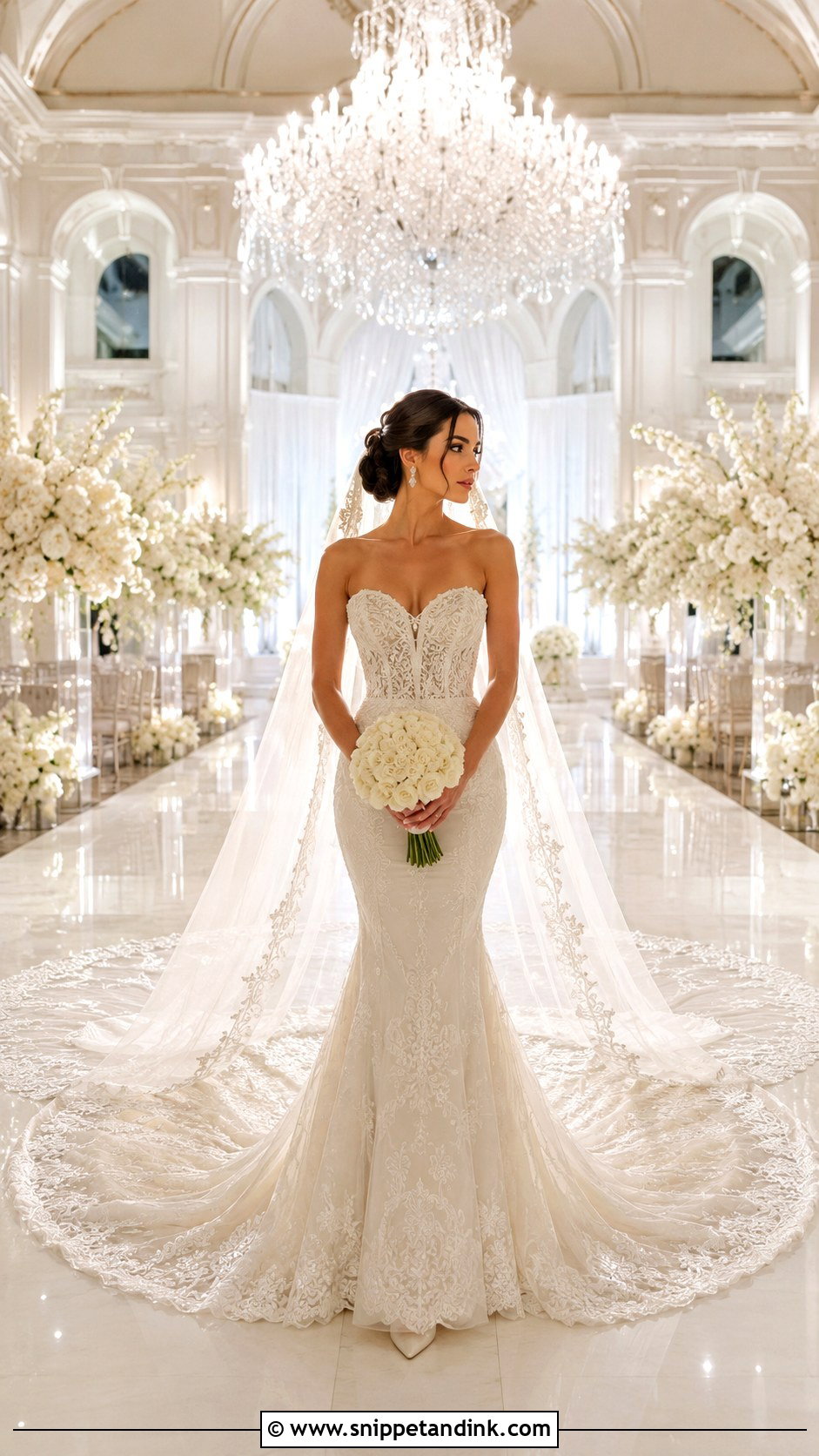 Cathedral Train Strapless Corset Wedding Dress - Snippet and Ink - 20 Strapless Corset Wedding Dress Ideas