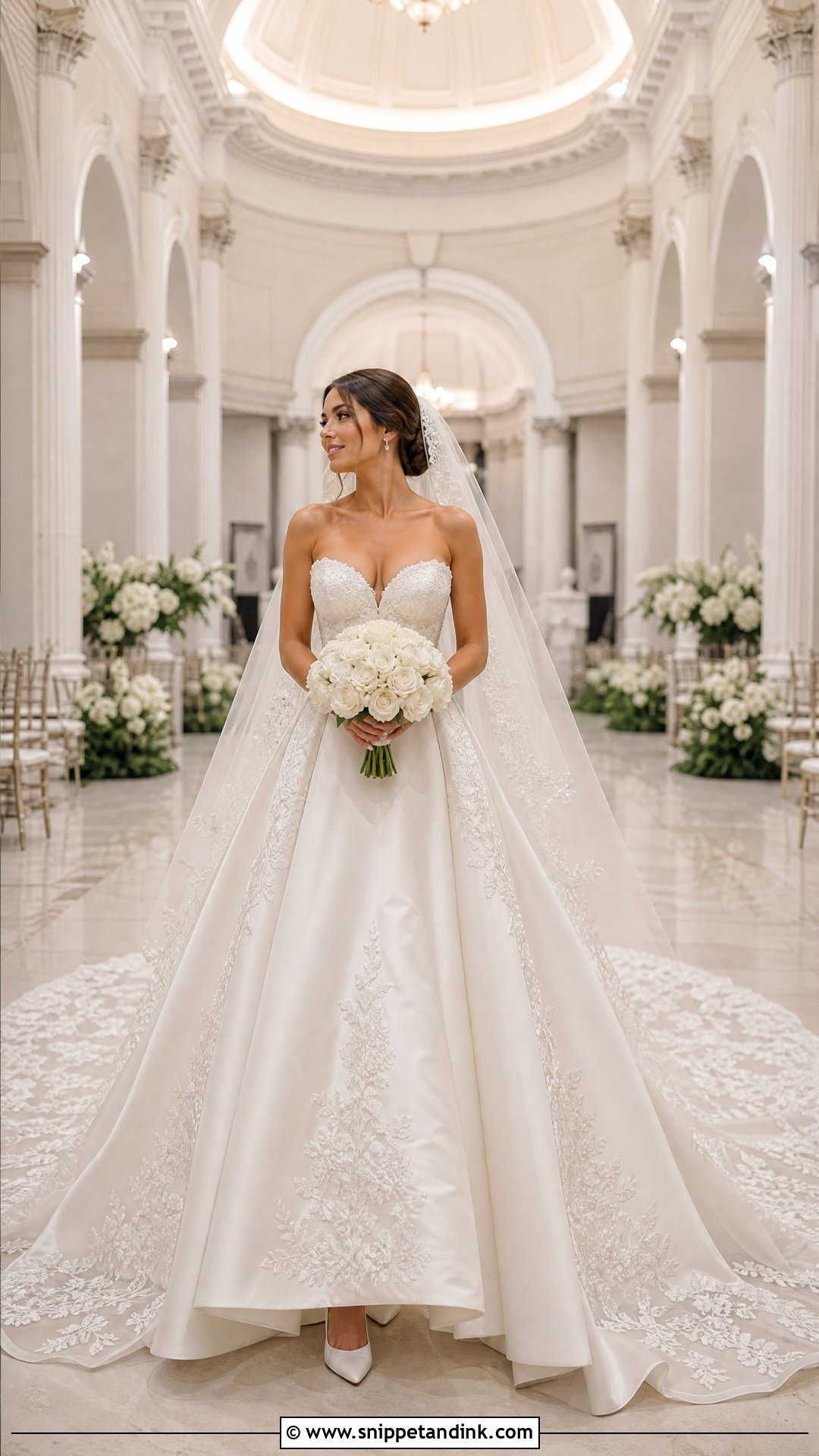 Cathedral Train Sweetheart Neckline A Line Wedding Dress - Snippet and Ink - 20 Sweet Heart Neckline Wedding Dress Aline Ideas