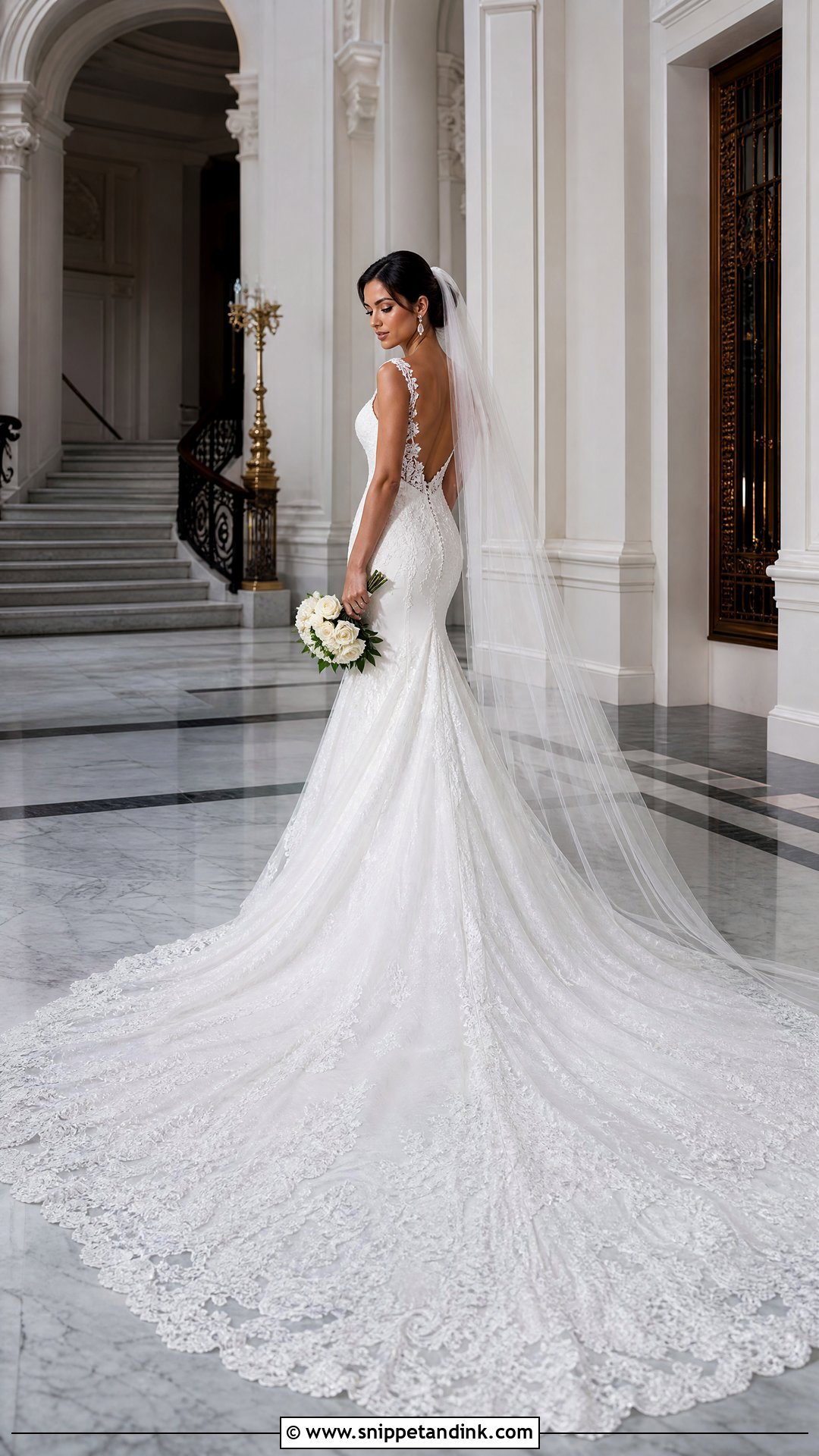 Cathedral Train Trumpet Wedding Dress - Snippet and Ink - 25 Luxurious Wedding Dress Ideas