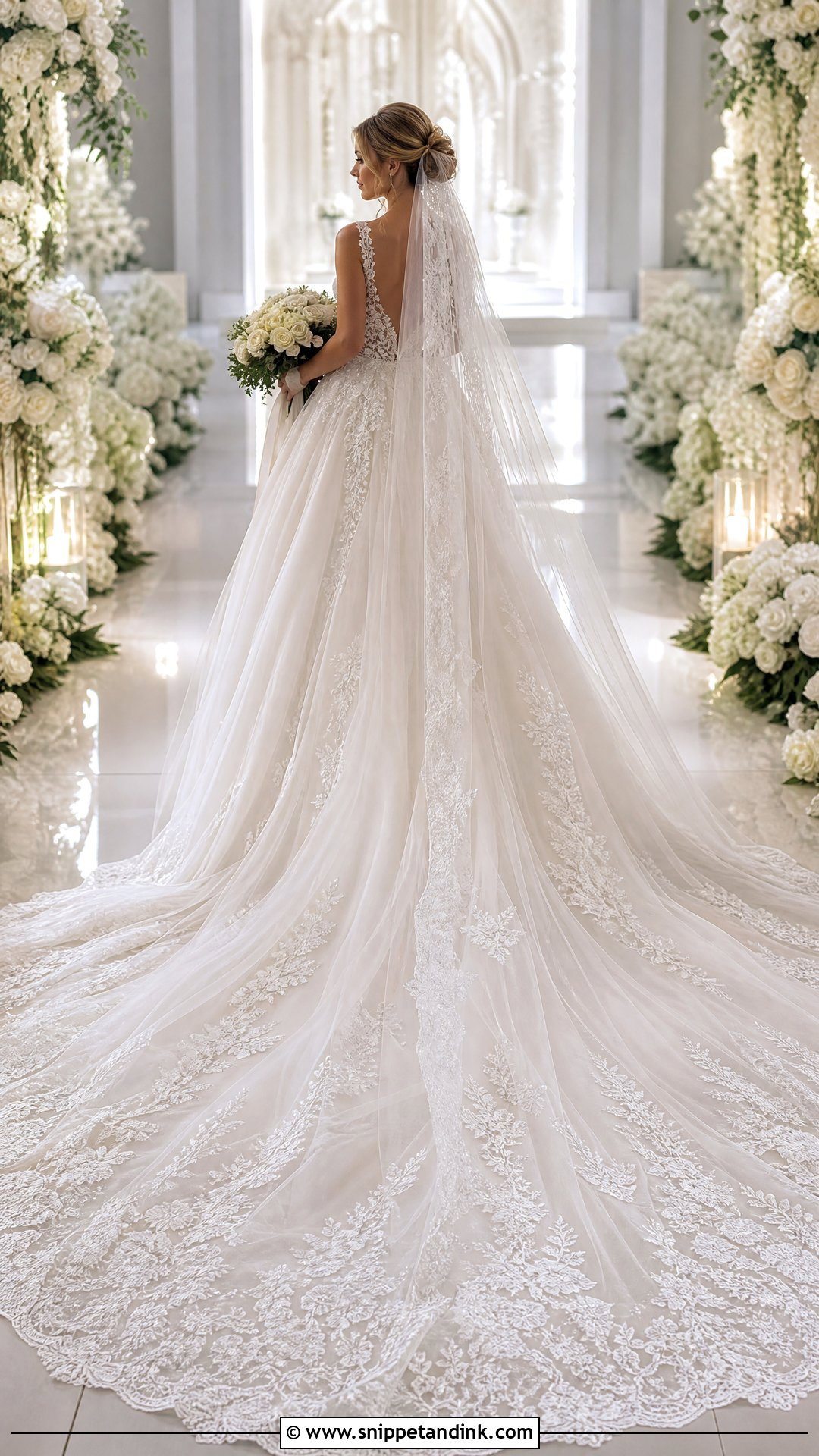 Cathedral Train Tulle Wedding Dress Ballgown - Snippet and Ink - 20 Tulle Wedding Dress Ballgown Ideas