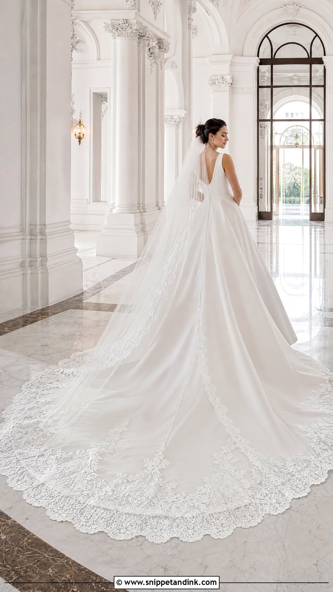 Cathedral Train Tulle Wedding Gown - Snippet and Ink - 25 Tulle Wedding Gown Ideas