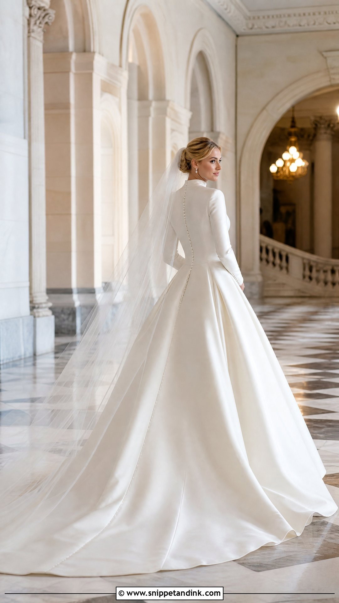 Cathedral Train Turtle Neck Wedding Gown - Snippet and Ink - 20 Turtle Neck Wedding Gown Ideas