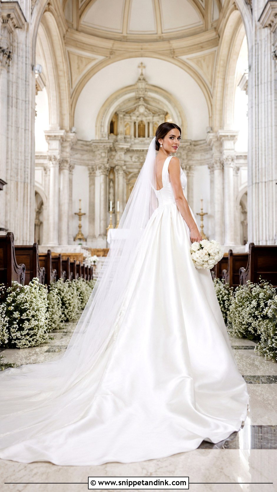 Cathedral Train Wedding Dress - Snippet and Ink - 25 Old Money Wedding Dresses