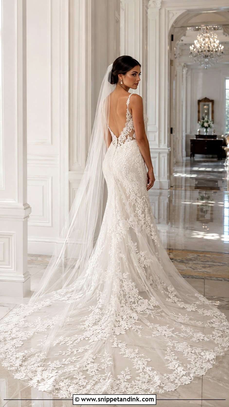 Cathedral Train Wedding Dress - Snippet and Ink - 25 Long Train Wedding Dress Ideas
